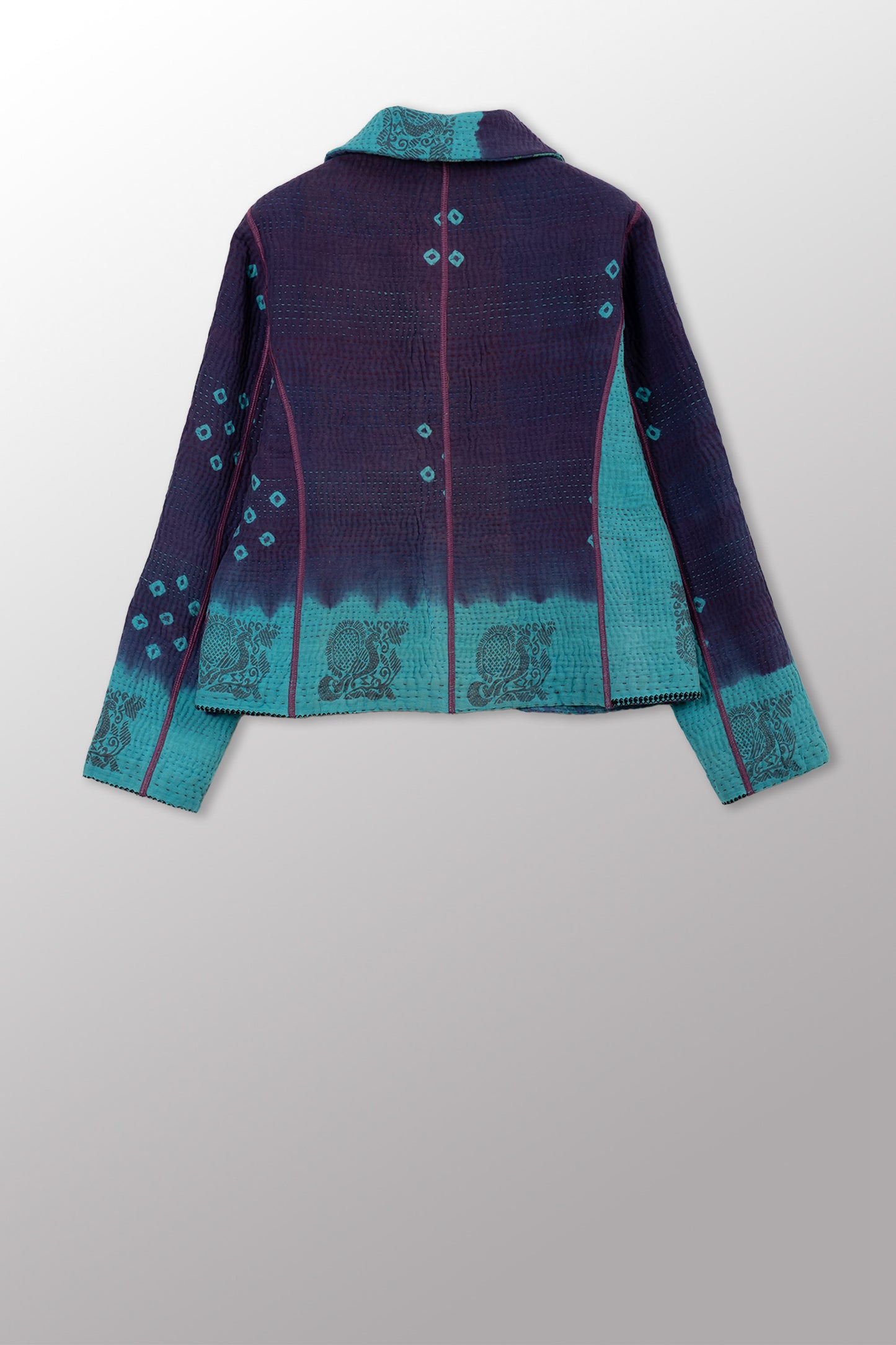 VINTAGE COTTON KANTHA CROPPED BASIC JACKET - cv4096-0004m -