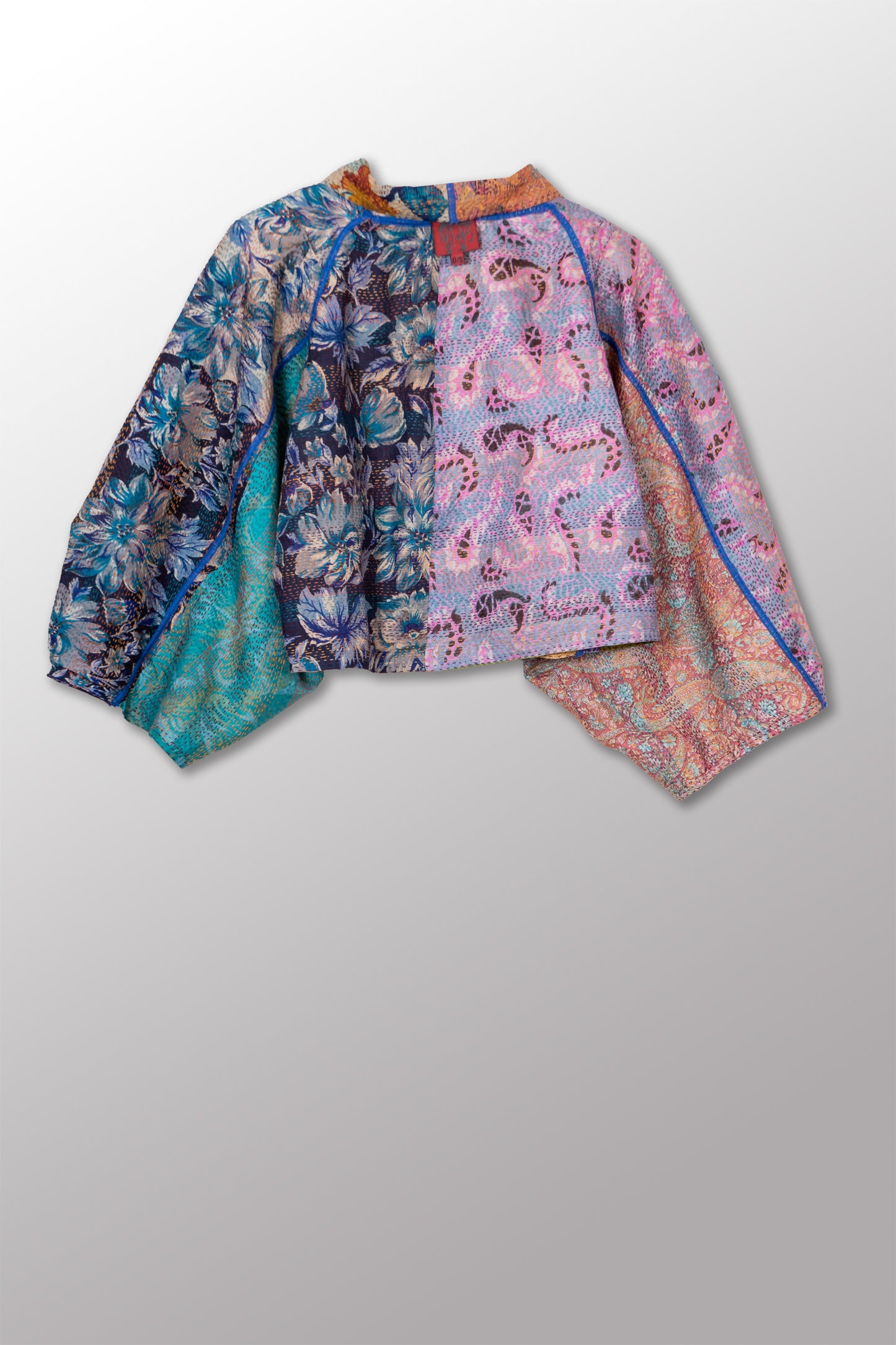 VINTAGE SILK KANTHA PUFF SLV. SHRUG - sv2062-0009a -