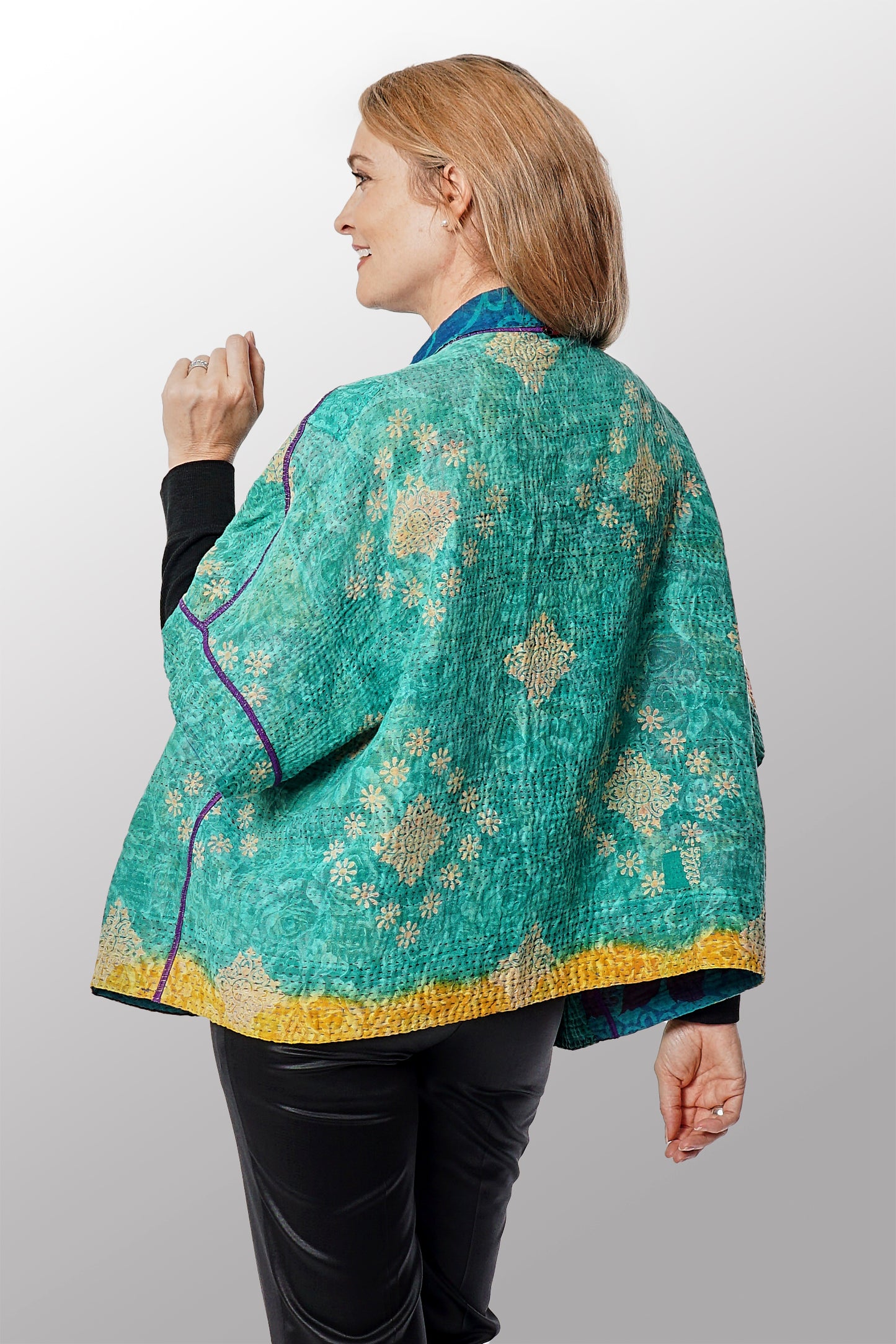 COTTON OVERDYE KANTHA MINI PONCHO - ov4060-ctel002a -