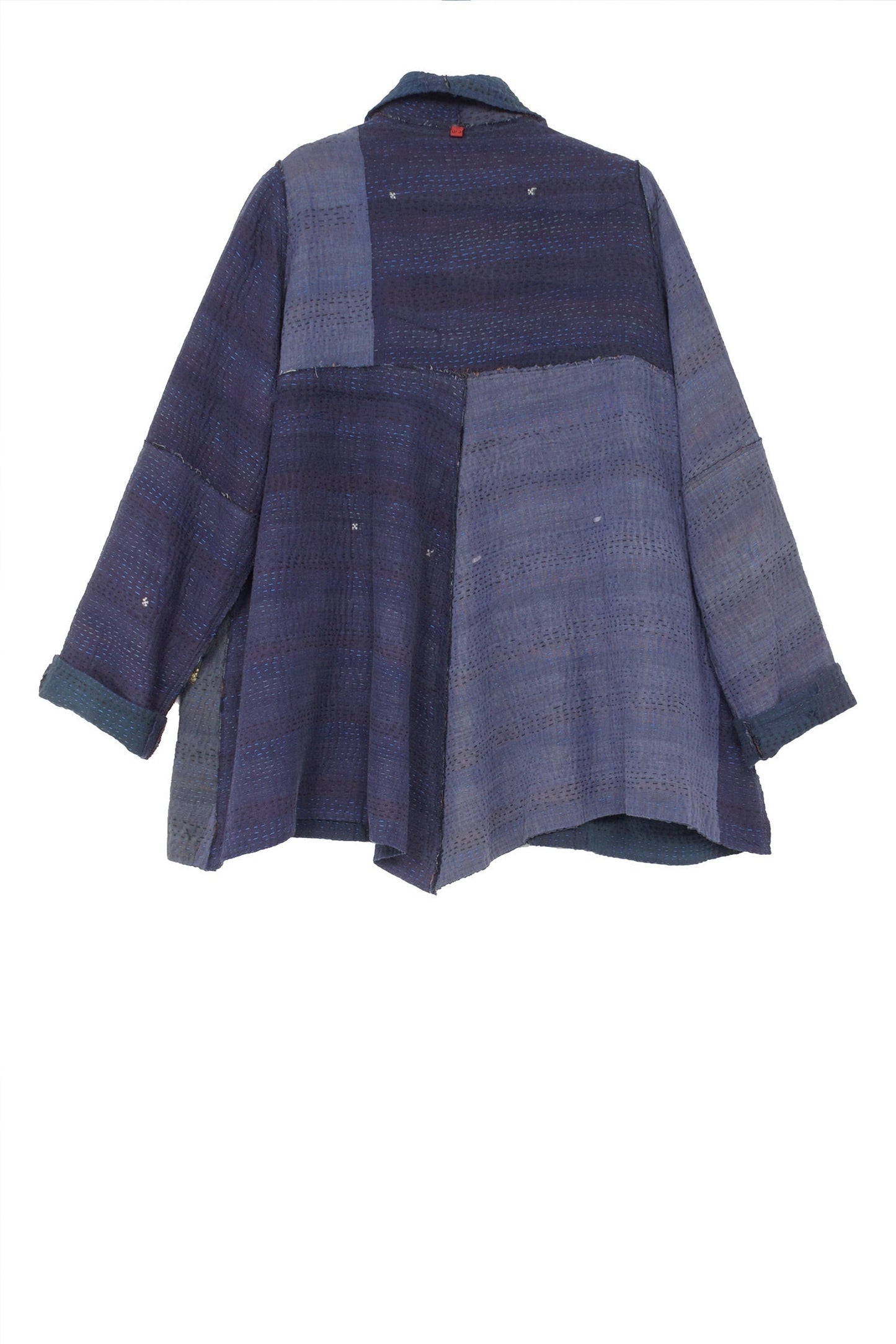 FRAYED PATCH KANTHA BACK FLARE JKT - fi4046-nvy -