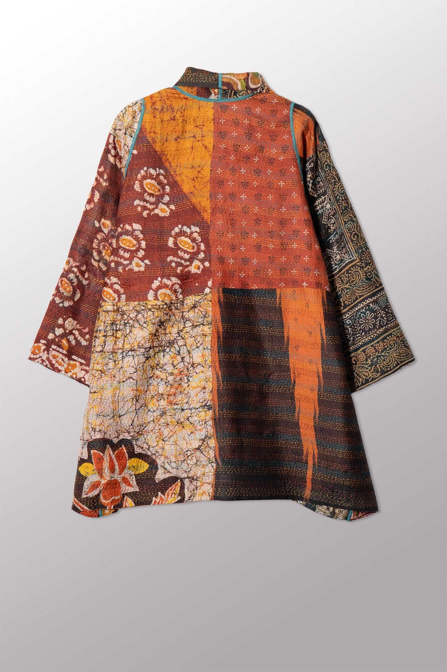 VINTAGE SILK KANTHA A-LINE JKT - sv2003-0394a -