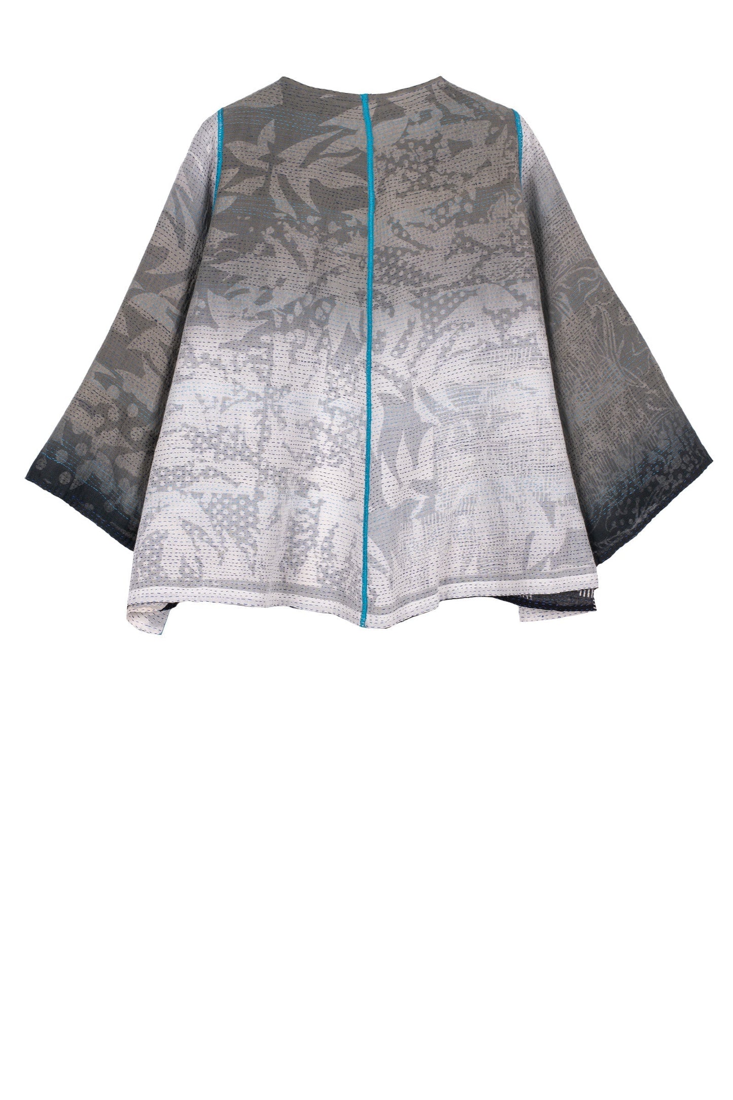 MONOTONE TWILIGHT PRINT KANTHA BELL SHAPE JKT - tp2048-blk -