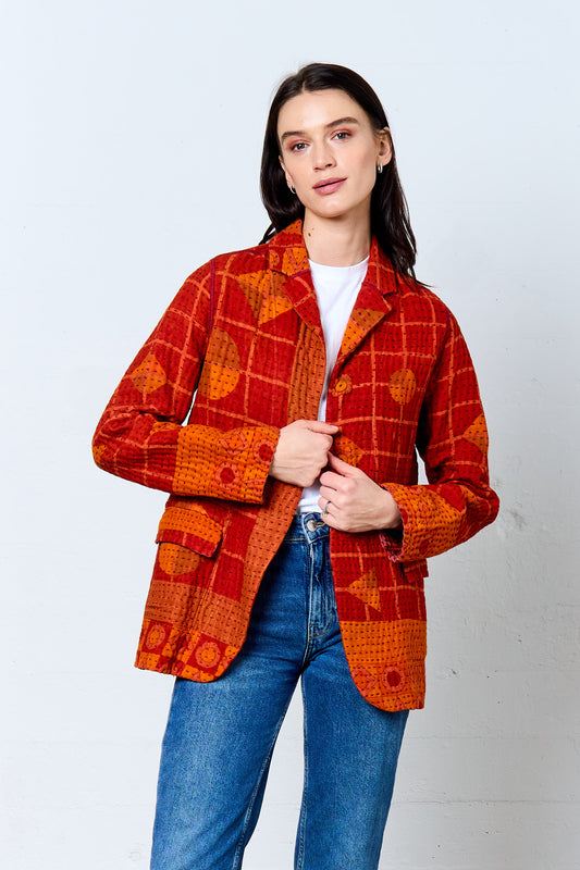 VINTAGE COTTON BBK KANTHA BASIC JACKET - bl-bb4052-0001s -