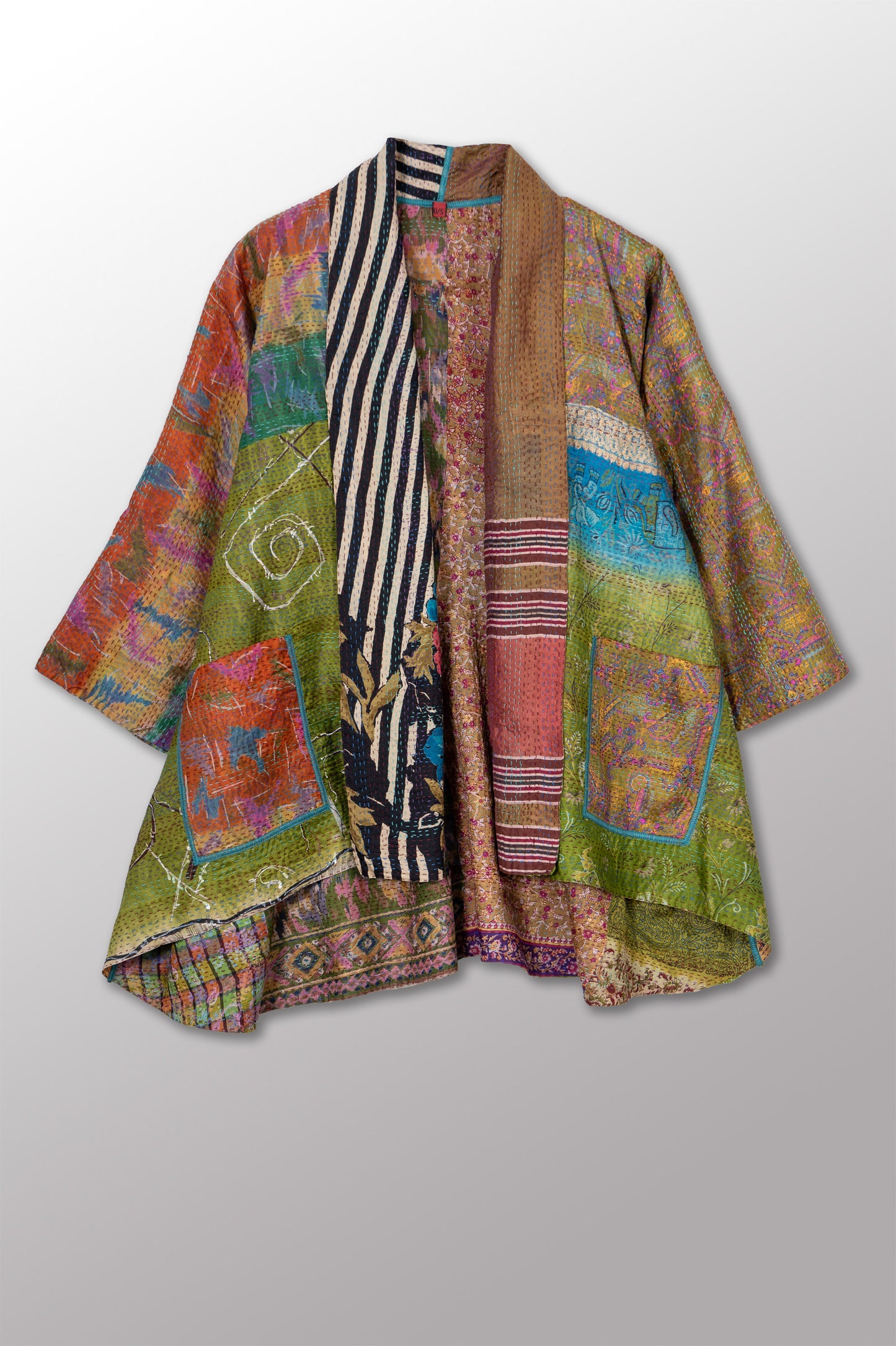 VINTAGE SILK KANTHA KIMONO JKT - sv2004-0032a -