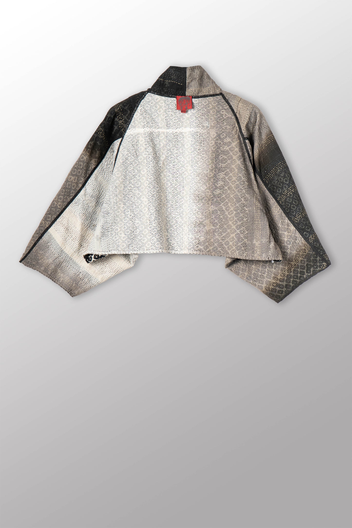 KIMONO COTTON KANTHA PUFF SLV. SHRUG - kc2062-blk -