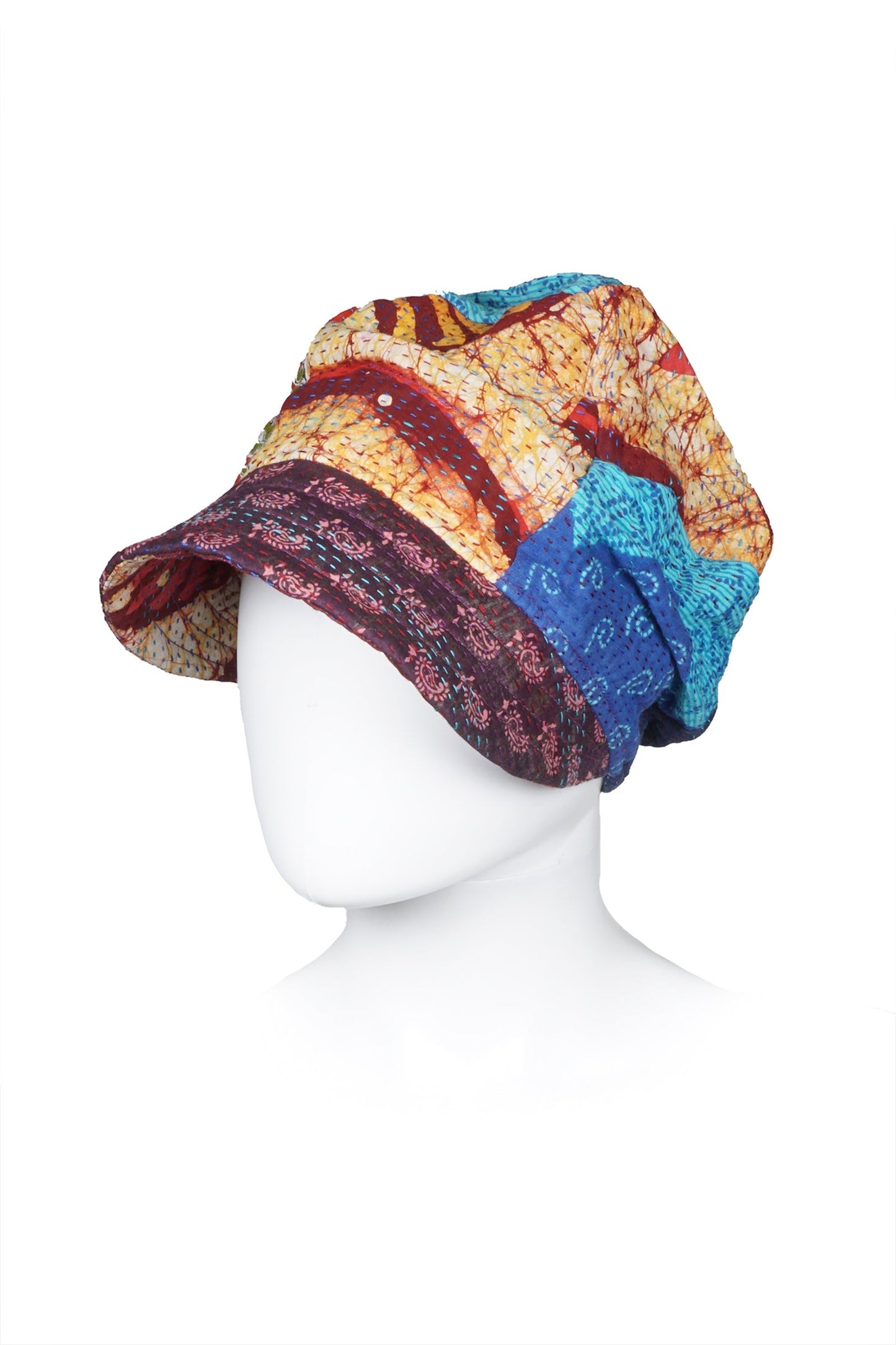 VINTAGE COTTON KANTHA HALF BRIM HAT - cv4881-mlt -