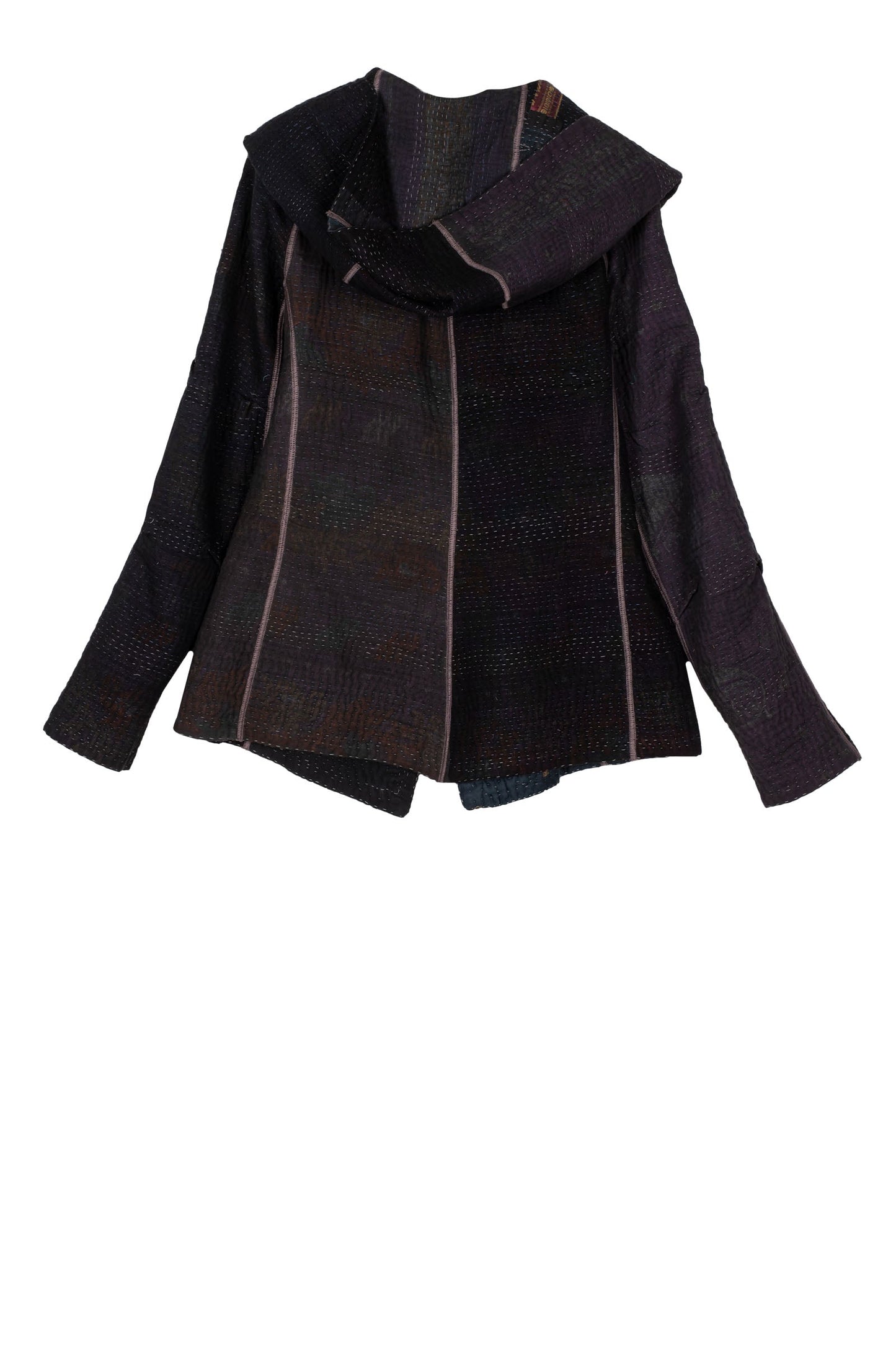 COTTON SILK SW PATCH KANTHA HOODIE JKT - ws4036-blk -
