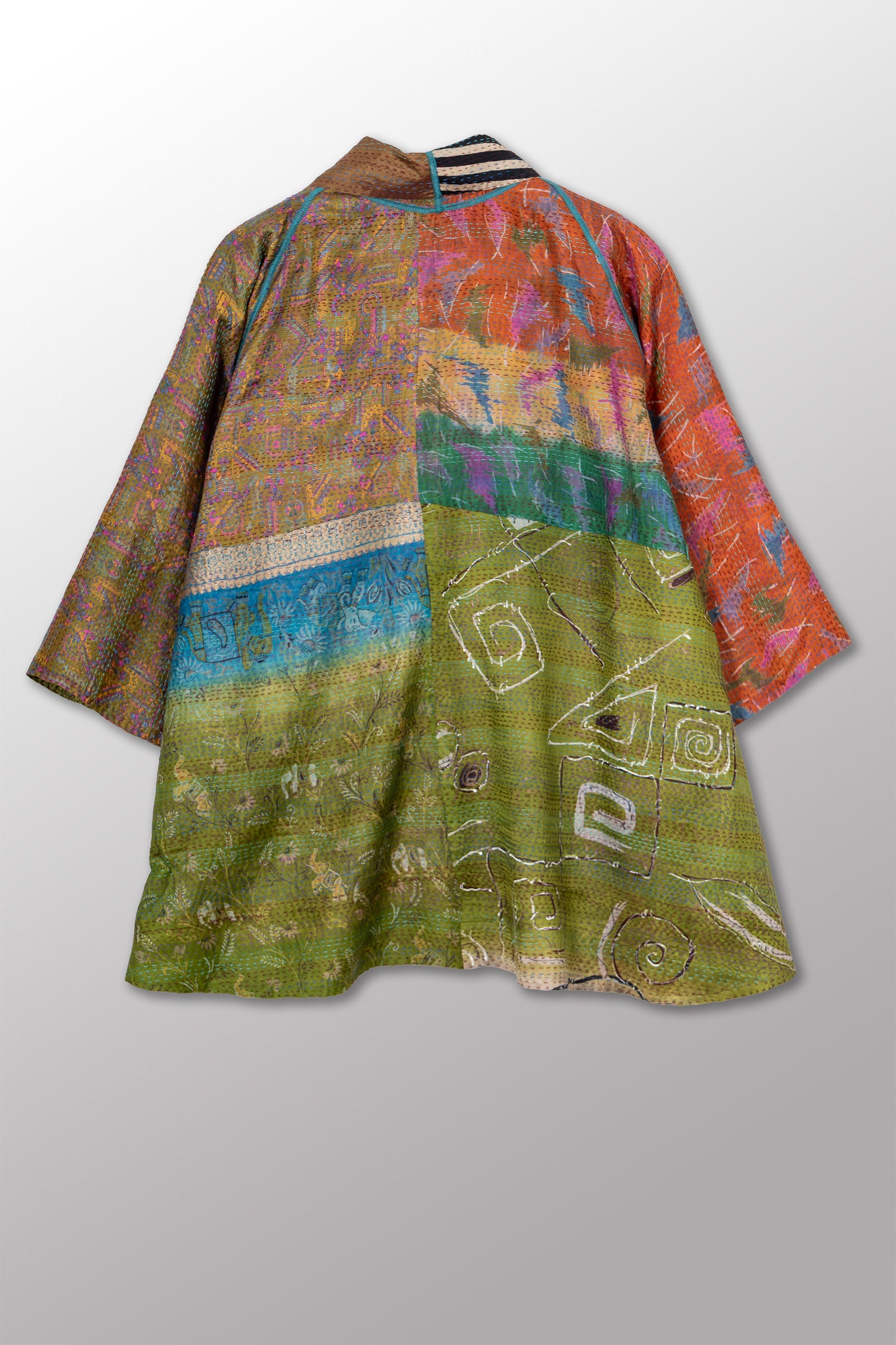 VINTAGE SILK KANTHA KIMONO JKT - sv2004-0032a -