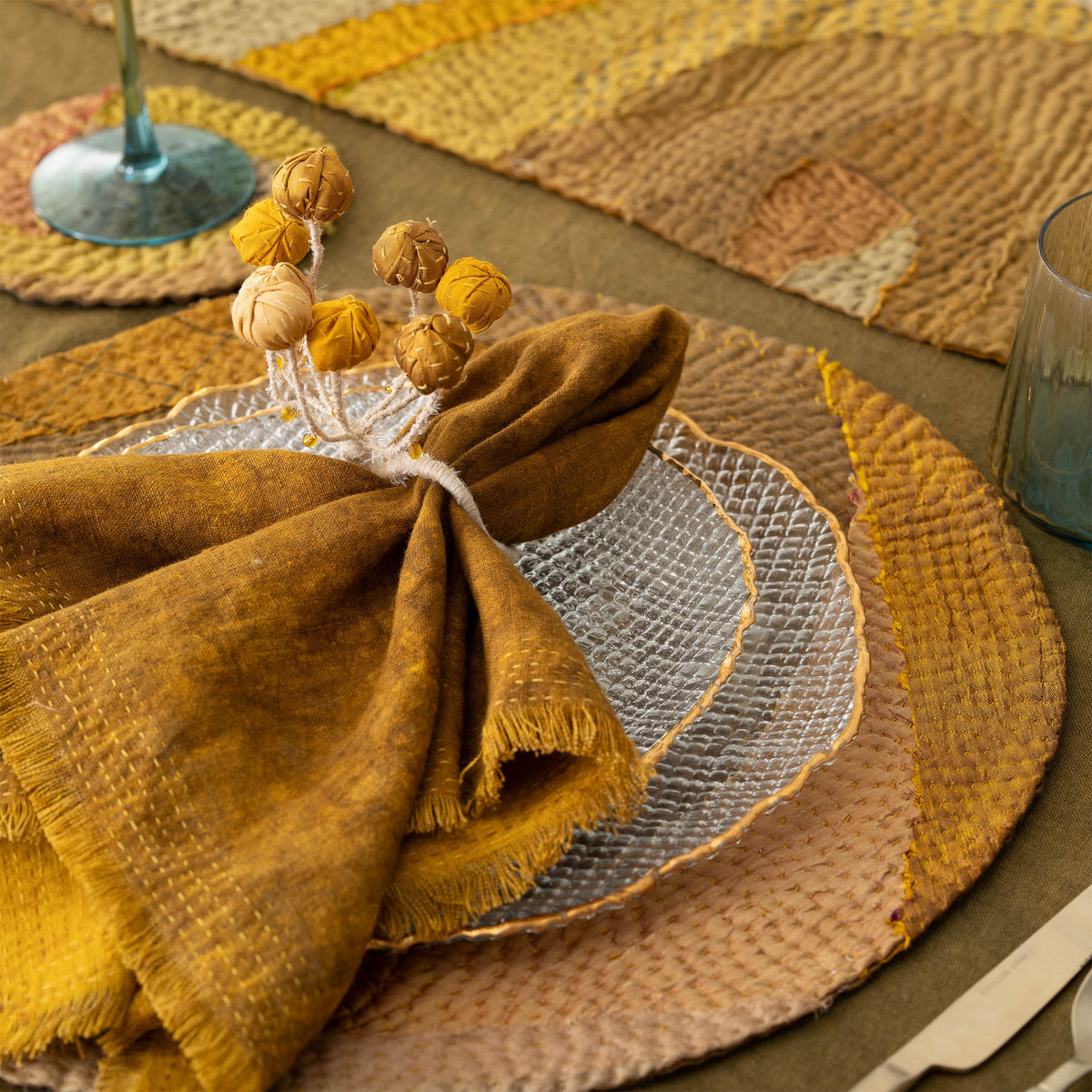 Sage Kantha Napkin Ring