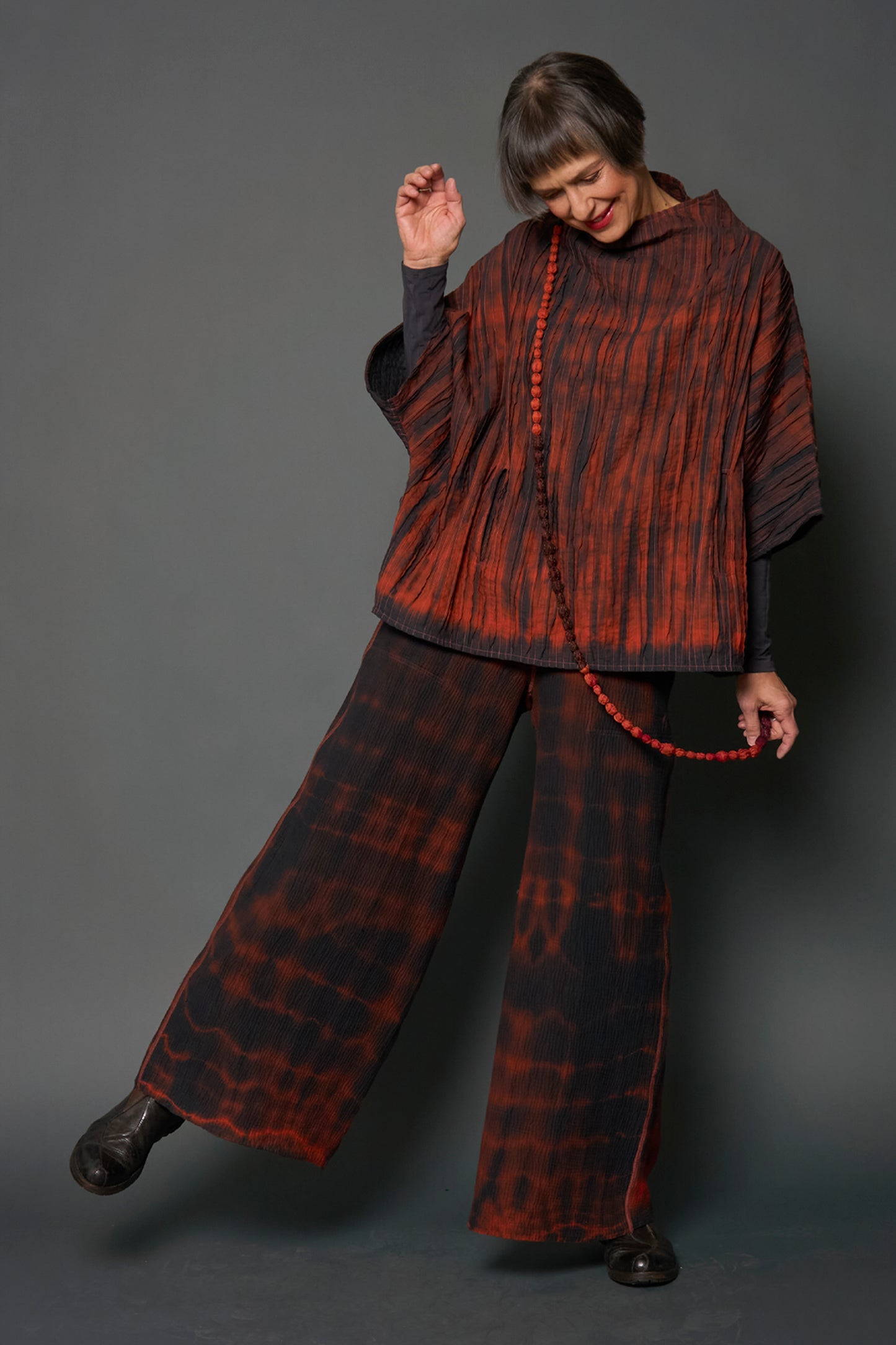 MONE COTTON RIPPLE TUCK PONCHO VEST - mn1249-org -