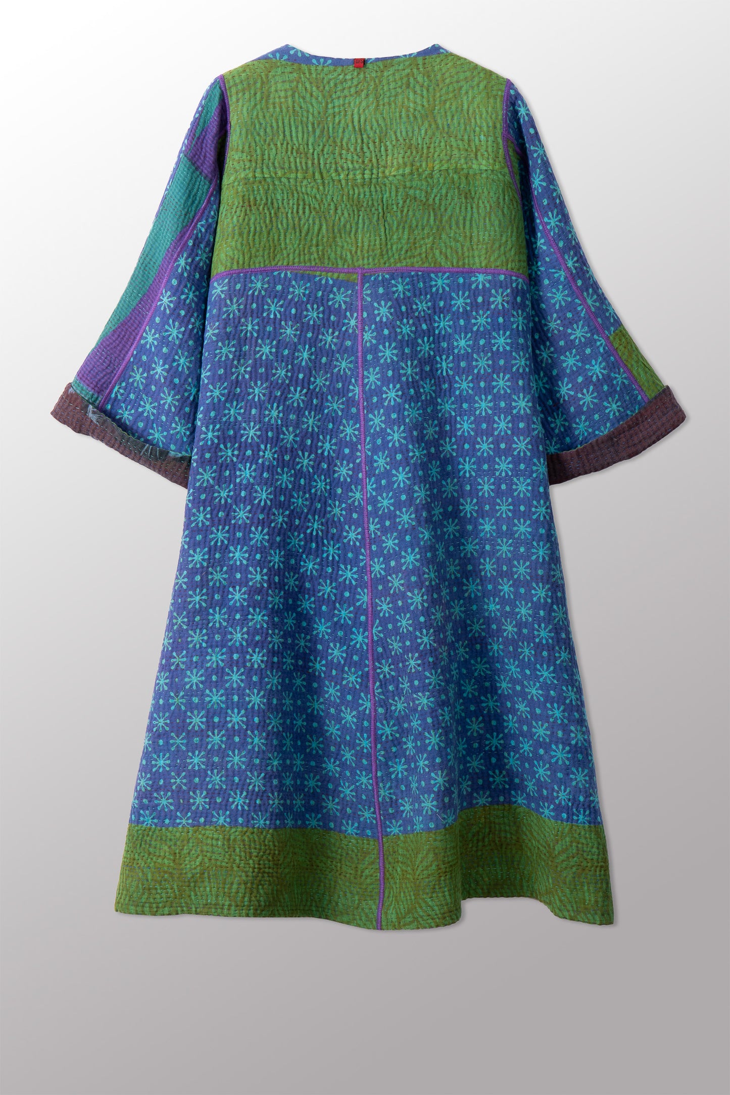 VINTAGE COTTON KANTHA WRAP FLARE COAT - cv4330-0023a -
