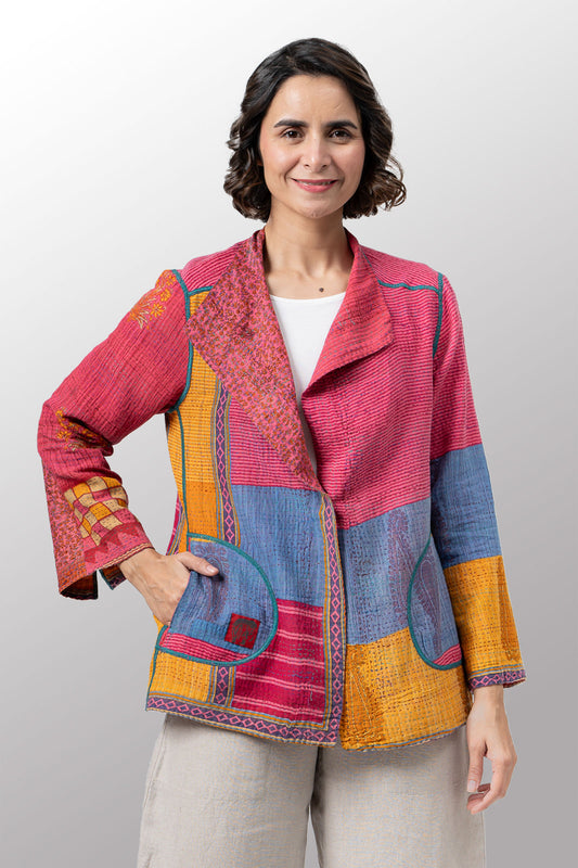 VINTAGE COTTON KANTHA SHORT JKT - cv2007-0085m -