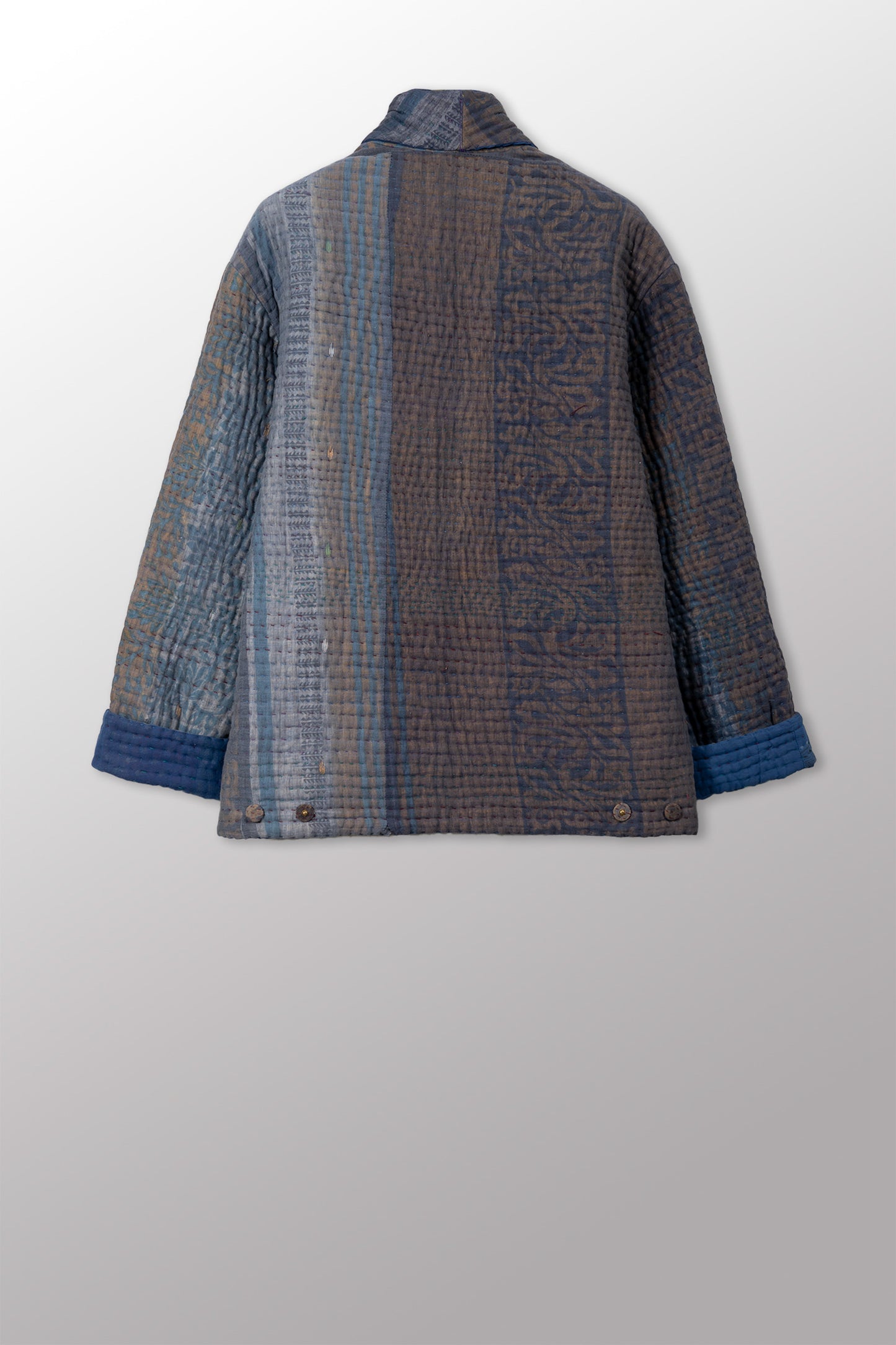 QUILTED OVERDYE COTTON KANTHA MEN'S BLOUSON - oq5040-cblu003m -
