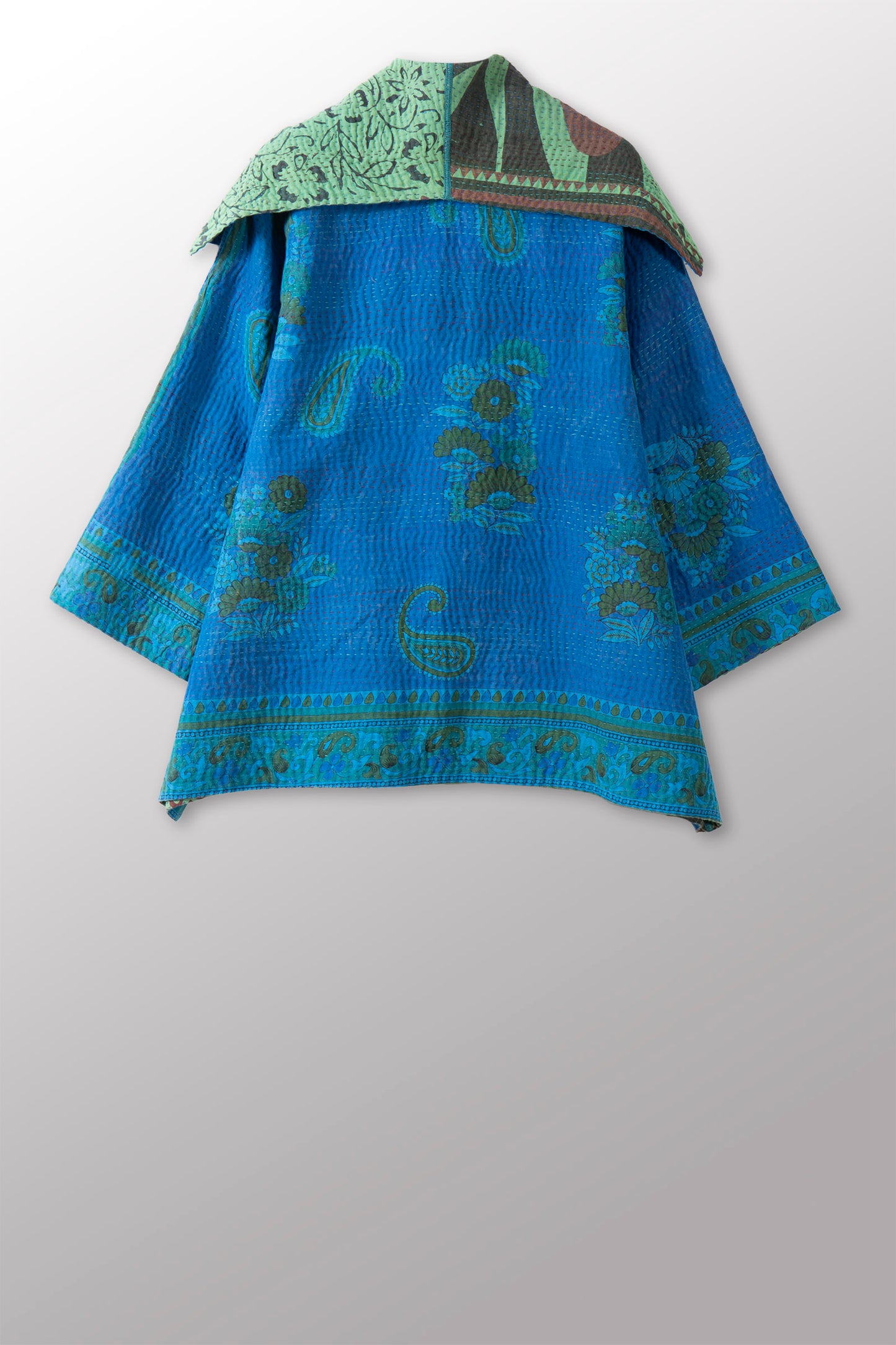 COTTON OVERDYE KANTHA FLARE JKT - ov4010-cblu006a -