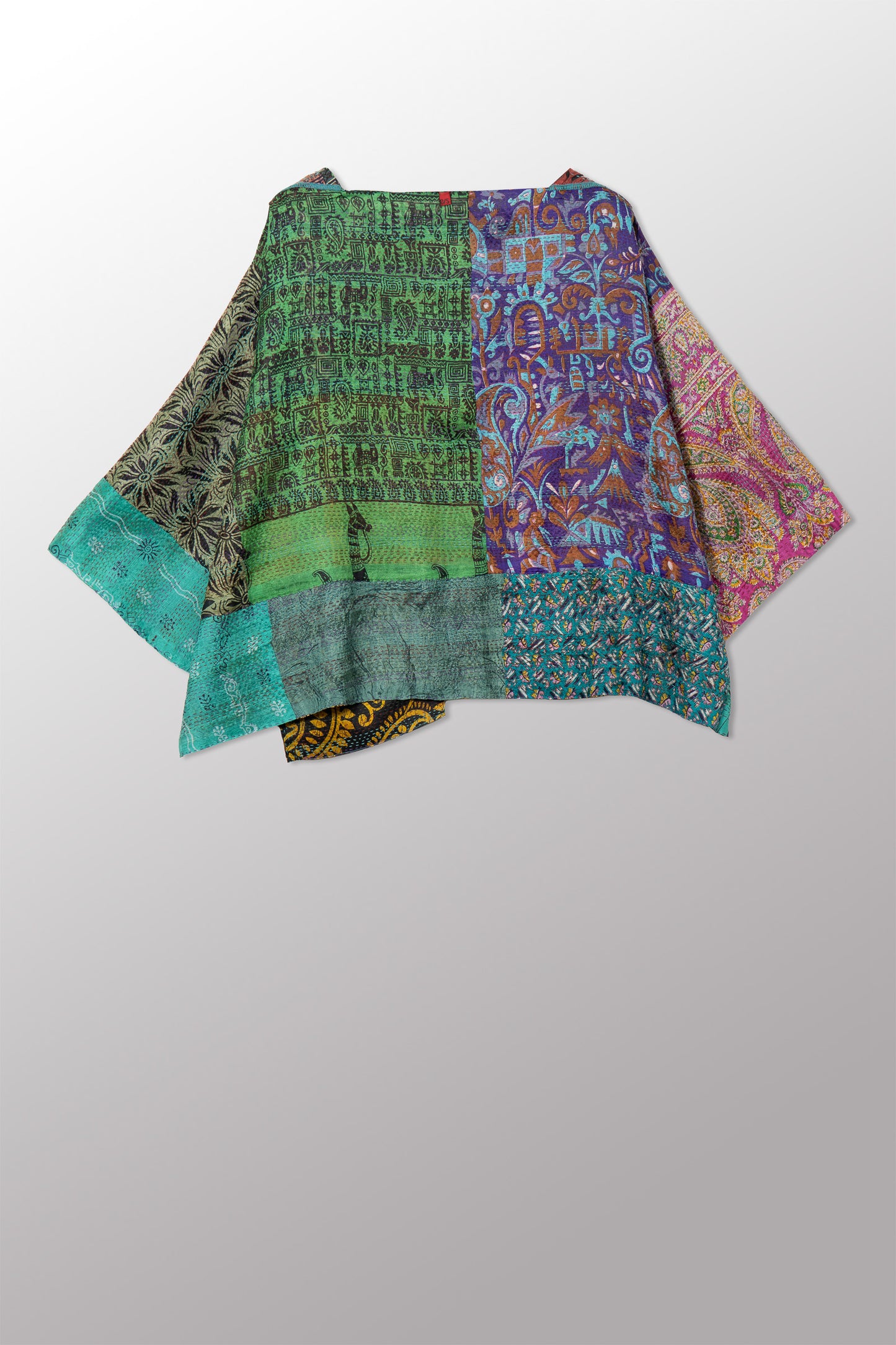 VINTAGE SILK KANTHA 3/4 SLV. CROP TOP MIO - sv2538-0014a -