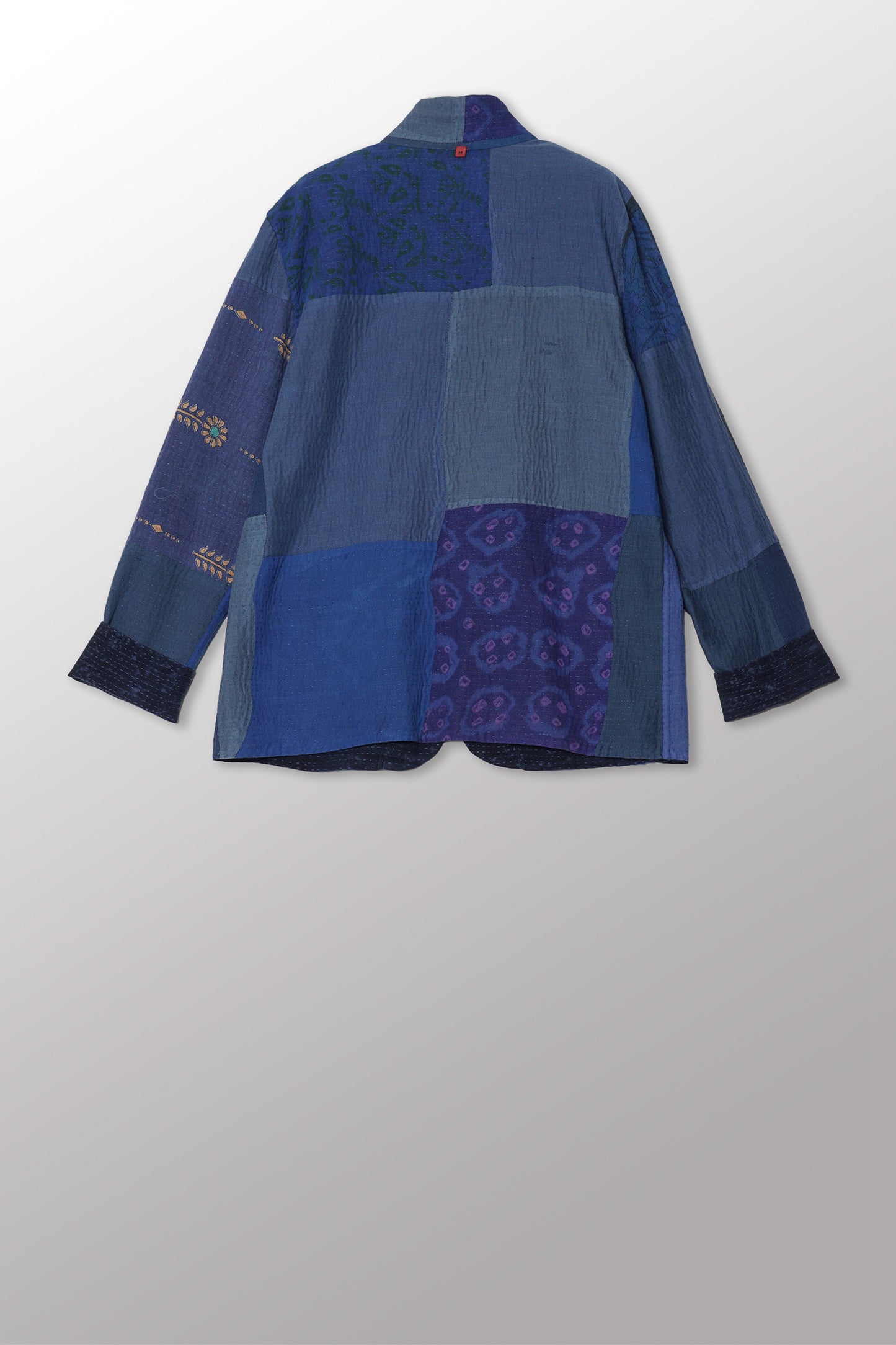 DUCK SUN DYE WITH PATCH KANTHA SIMPLE MEN'S JACKET - us2072-nvy -