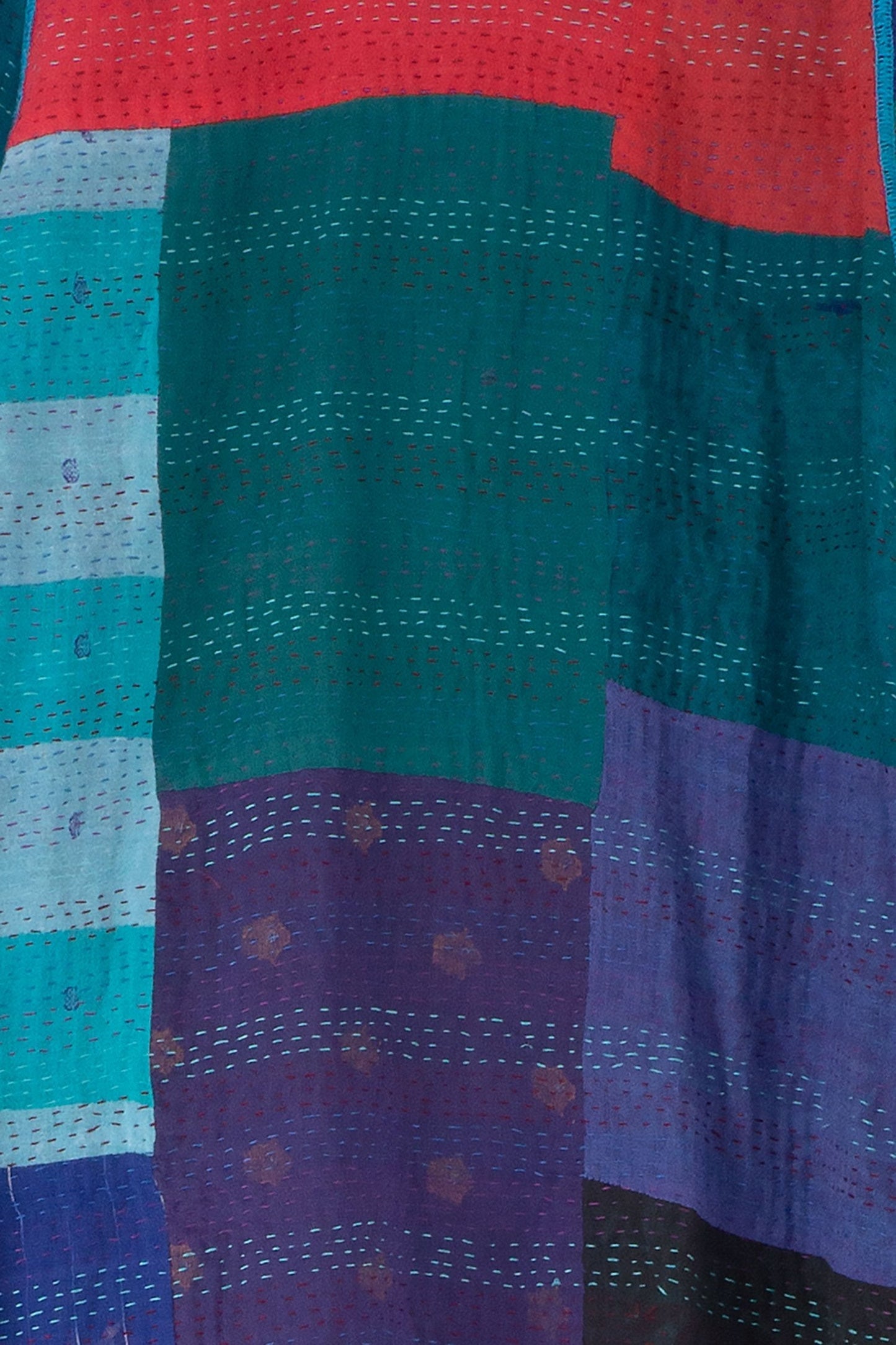 BAGH PRINT KANTHA A-LINE DUSTER - bg2311-blu -