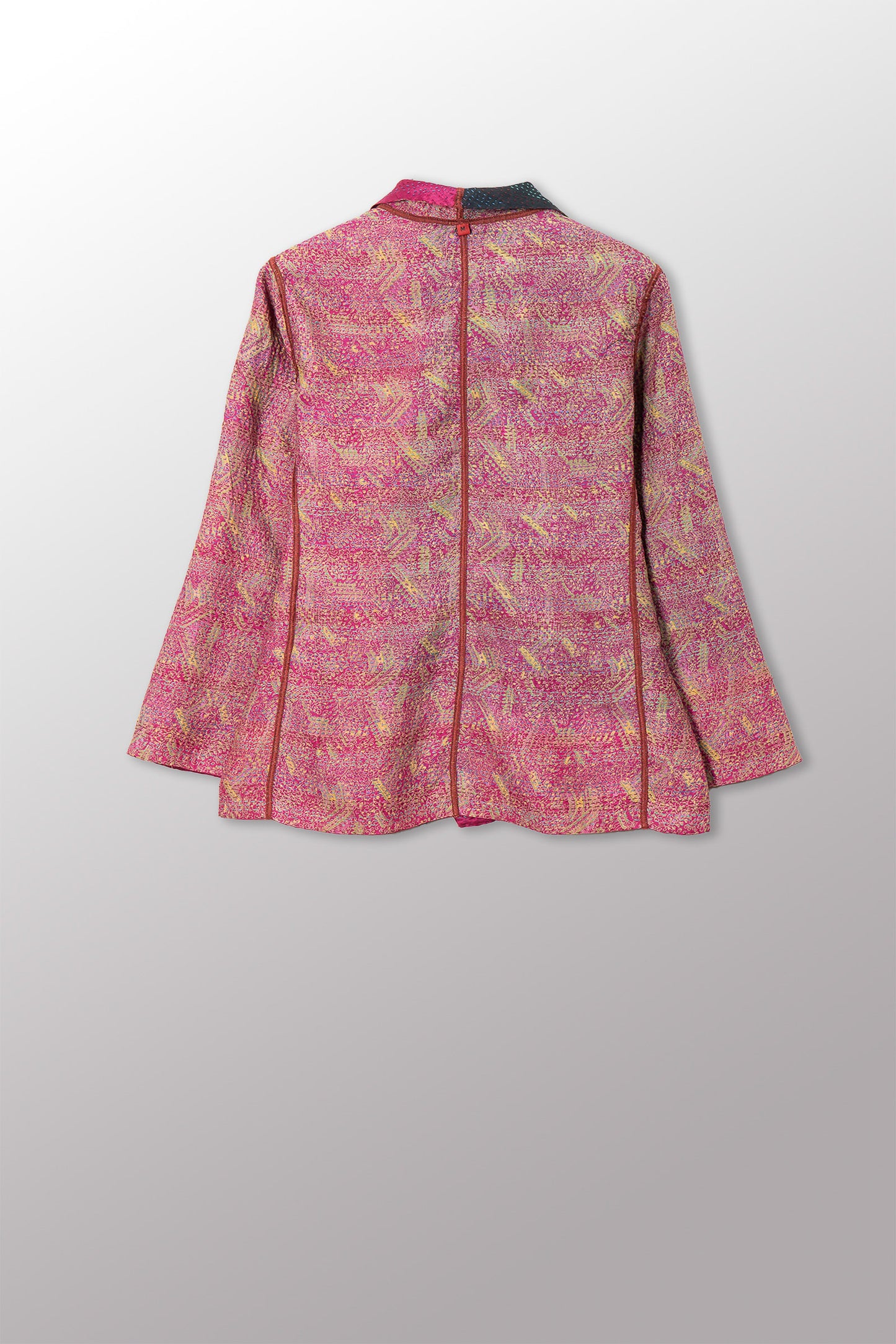 VINTAGE SILK GEORGETTE KANTHA SHORT JACKET - sg2007-0006m -