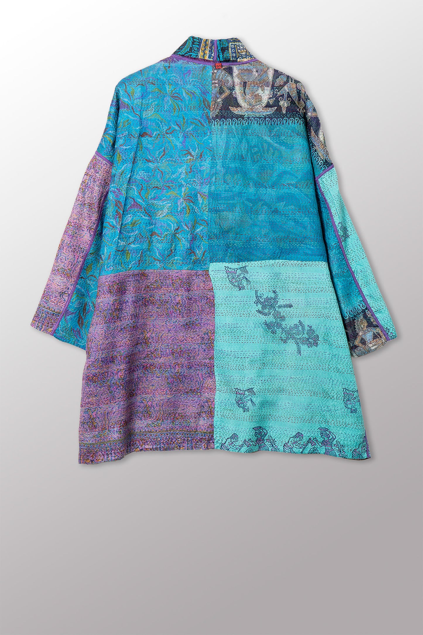 VINTAGE SILK KANTHA HAORI JACKET - sv2068-0008a -