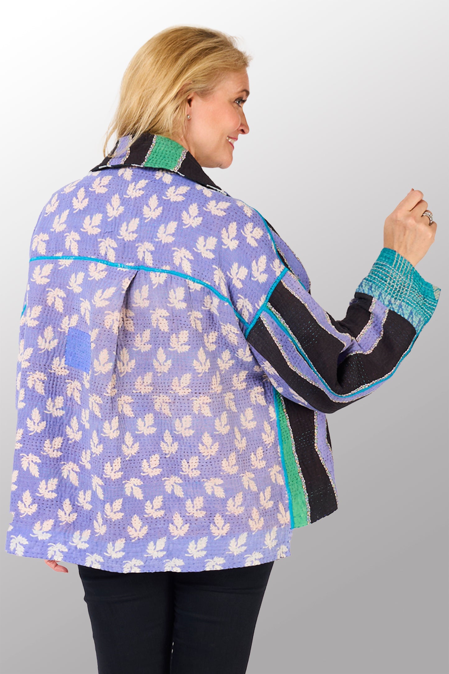 VINTAGE COTTON KANTHA CROPPED SHIRT JACKET - cv4075-0010a -