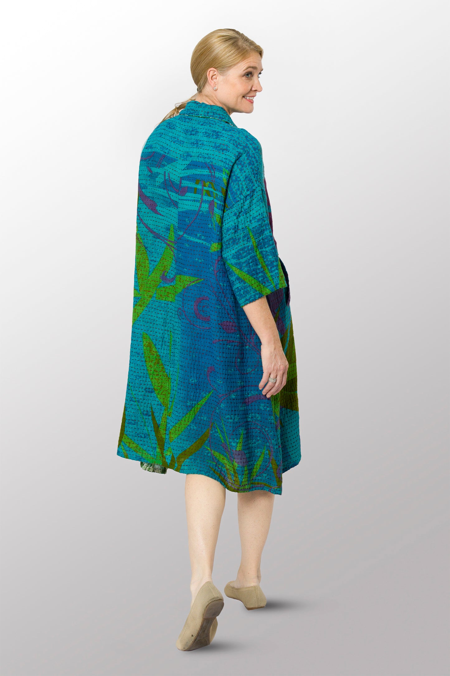 VINTAGE COTTON BBK KANTHA 3/4 SLV. SHIRT DRESS - bb2459-0001s -