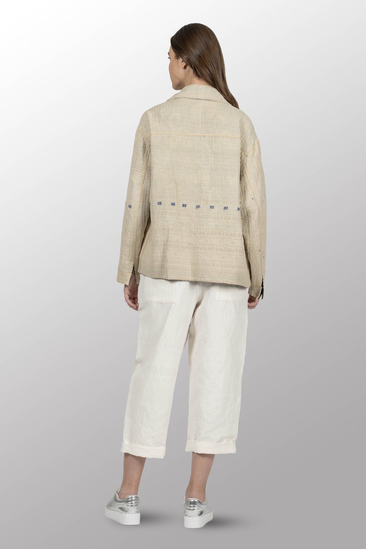 BBK SOLID KANTHA WORKERS JACKET - bl-bbs4085-ivy -