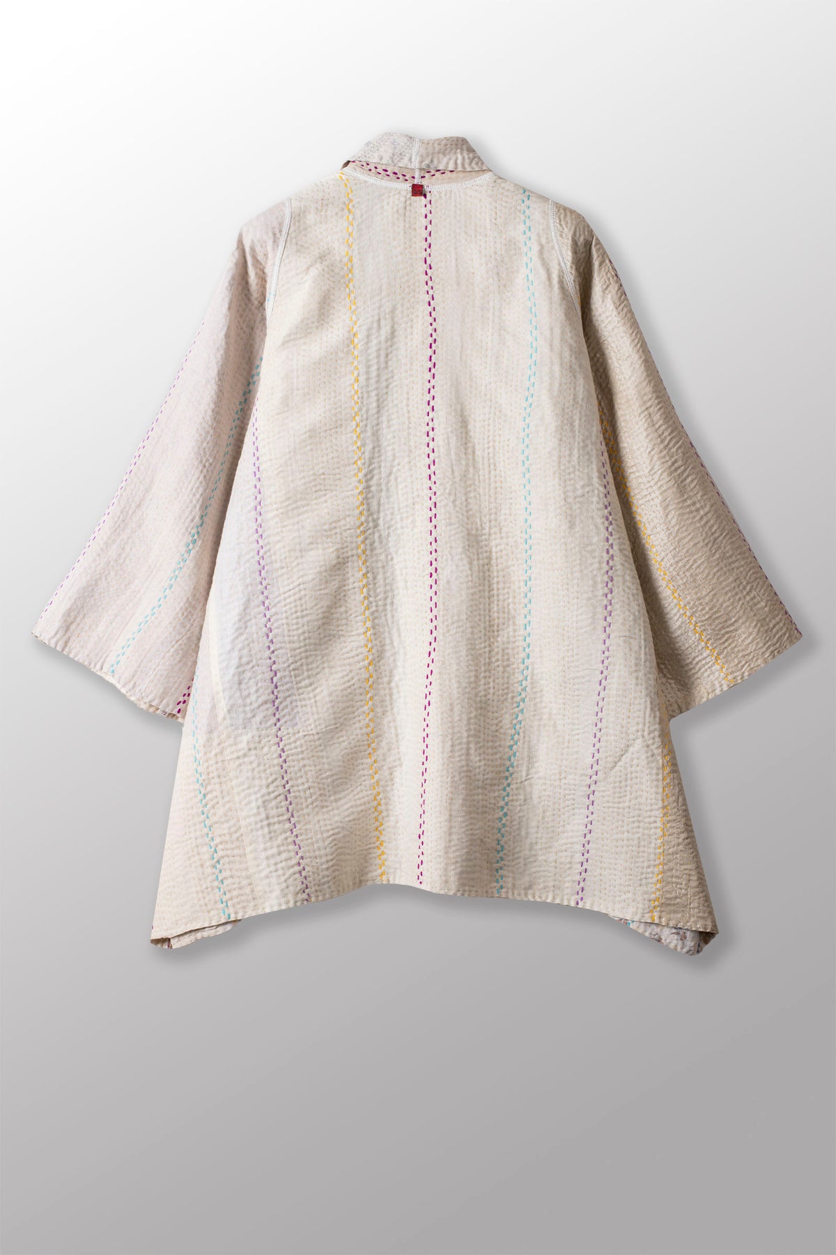 JEWEL WOVEN WITH VERTICAL PATCH KANTHA A-LINE JACKET - jv4003-ivy -