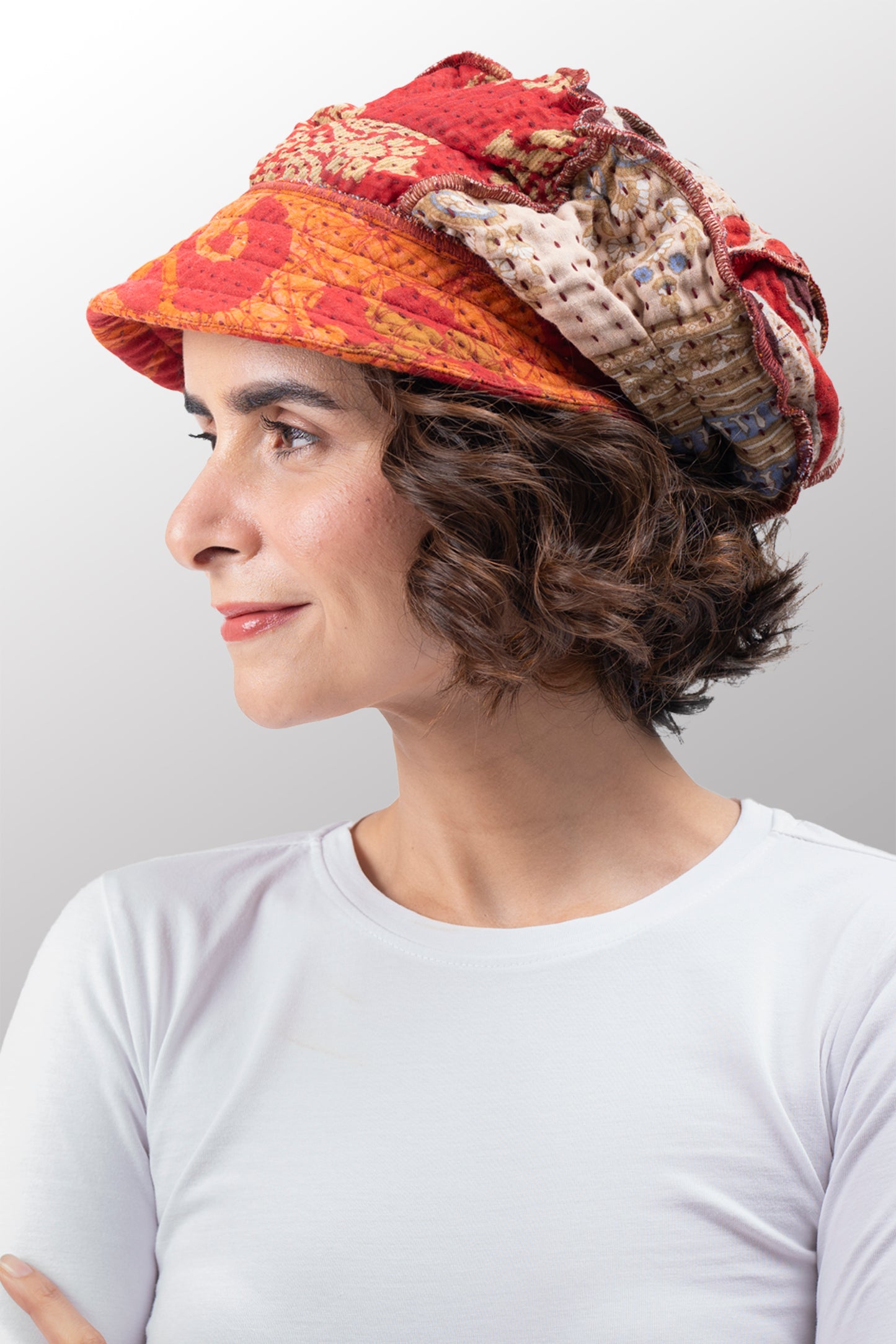 VINTAGE COTTON BBK KANTHA HALF BRIM HAT - bb4881-0003a -