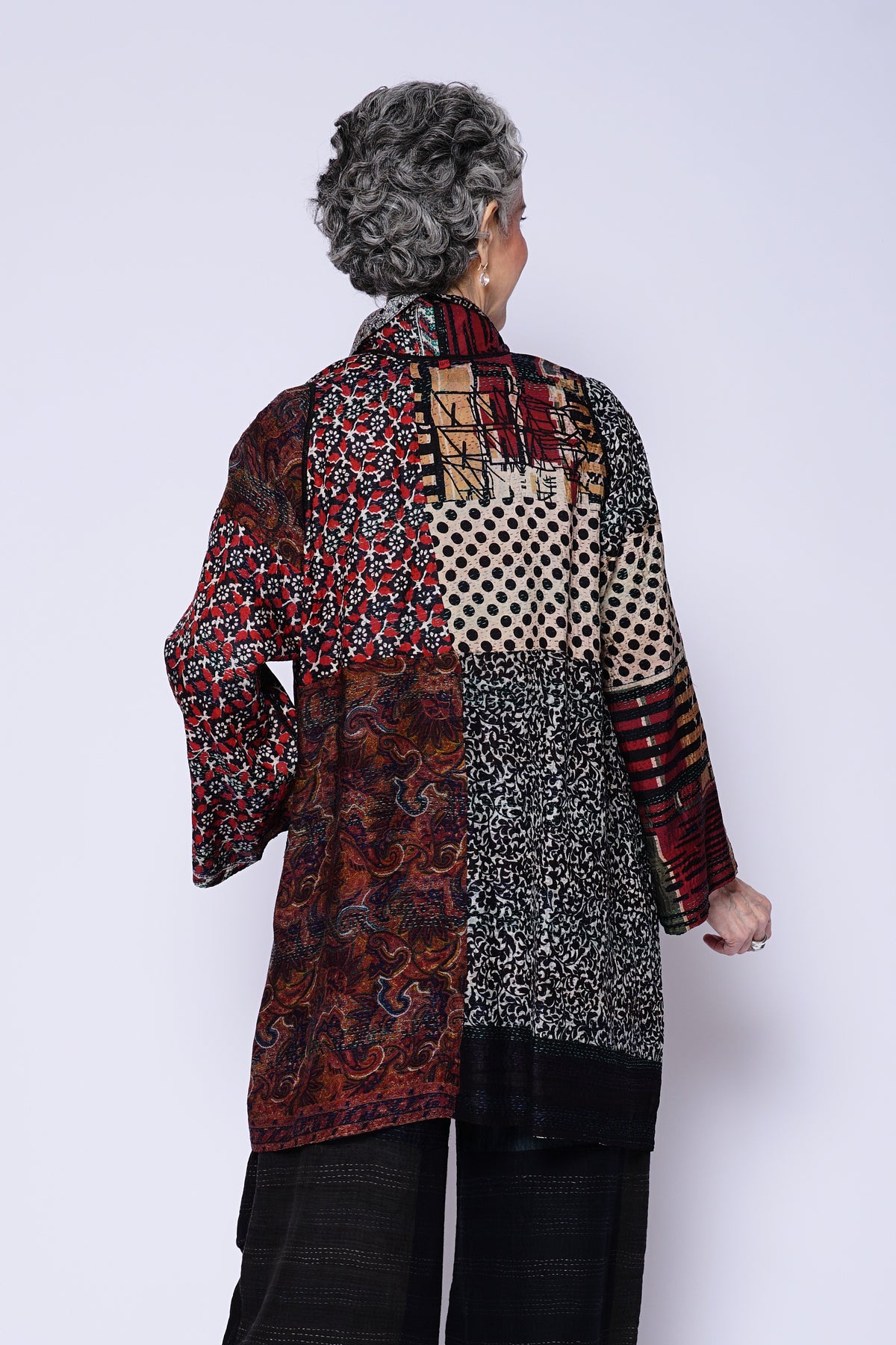 VINTAGE SILK KANTHA A-LINE JKT - sv2003-0410a -