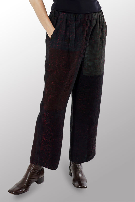 MUJI PATCH KANTHA STRAIGHT PANTS - mp4664-blk -