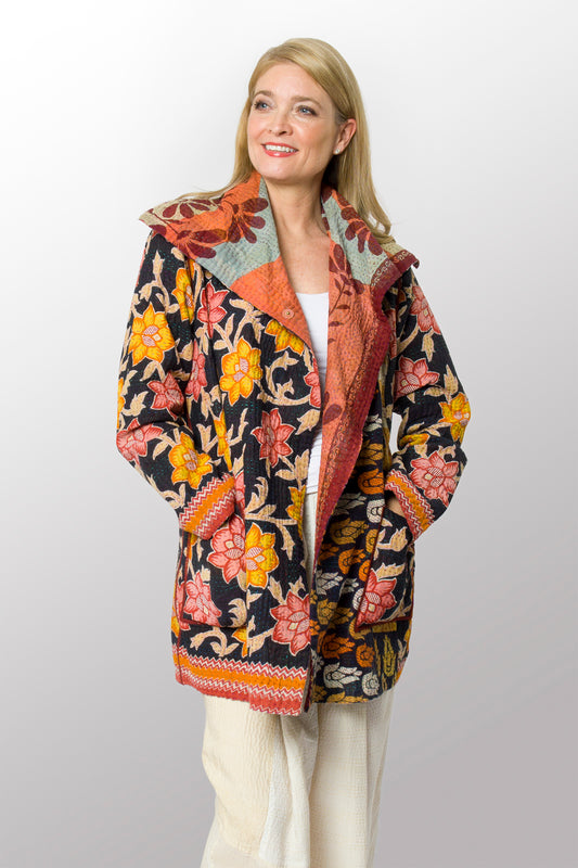 VINTAGE COTTON KANTHA POCKET JKT - cv4002-0219a -