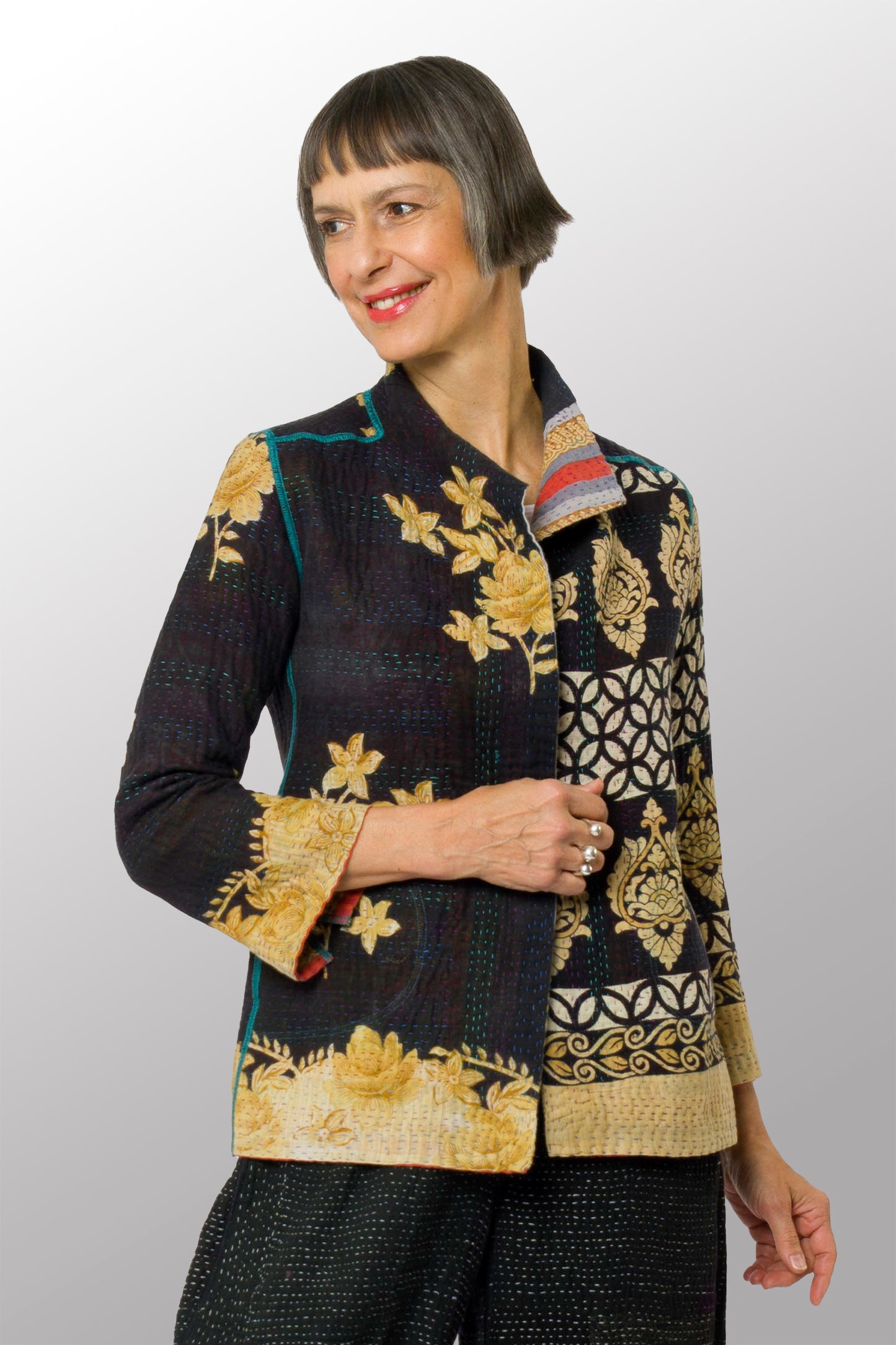 VINTAGE COTTON KANTHA SHORT JKT - cv4007-0328s -