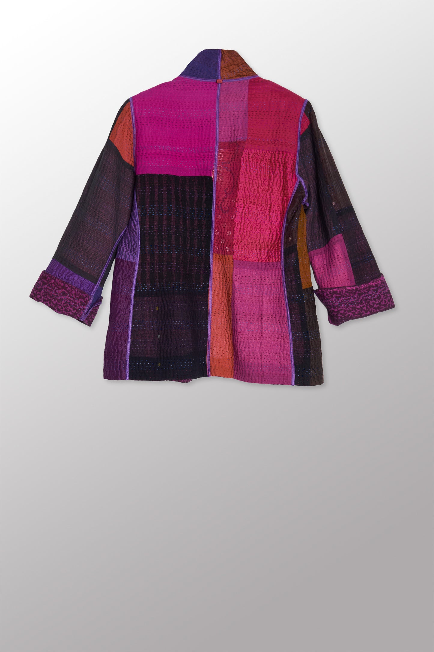 NIGHT FLOWERS KANTHA SHORT JACKET - nl4007-prp -