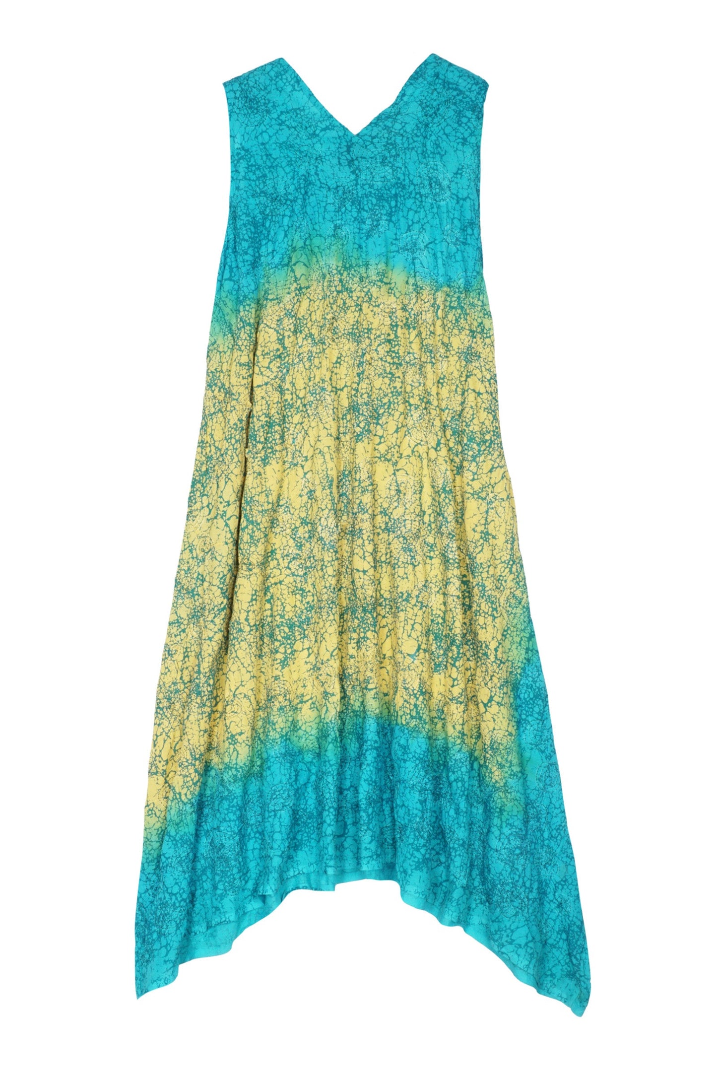 OMBRE MUD DYE SHIBORI KANTHA TENT DRESS - md1413-ylw -