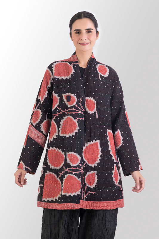 VINTAGE COTTON KANTHA HIGH-NECK TOPPER - cv4045-0043a -