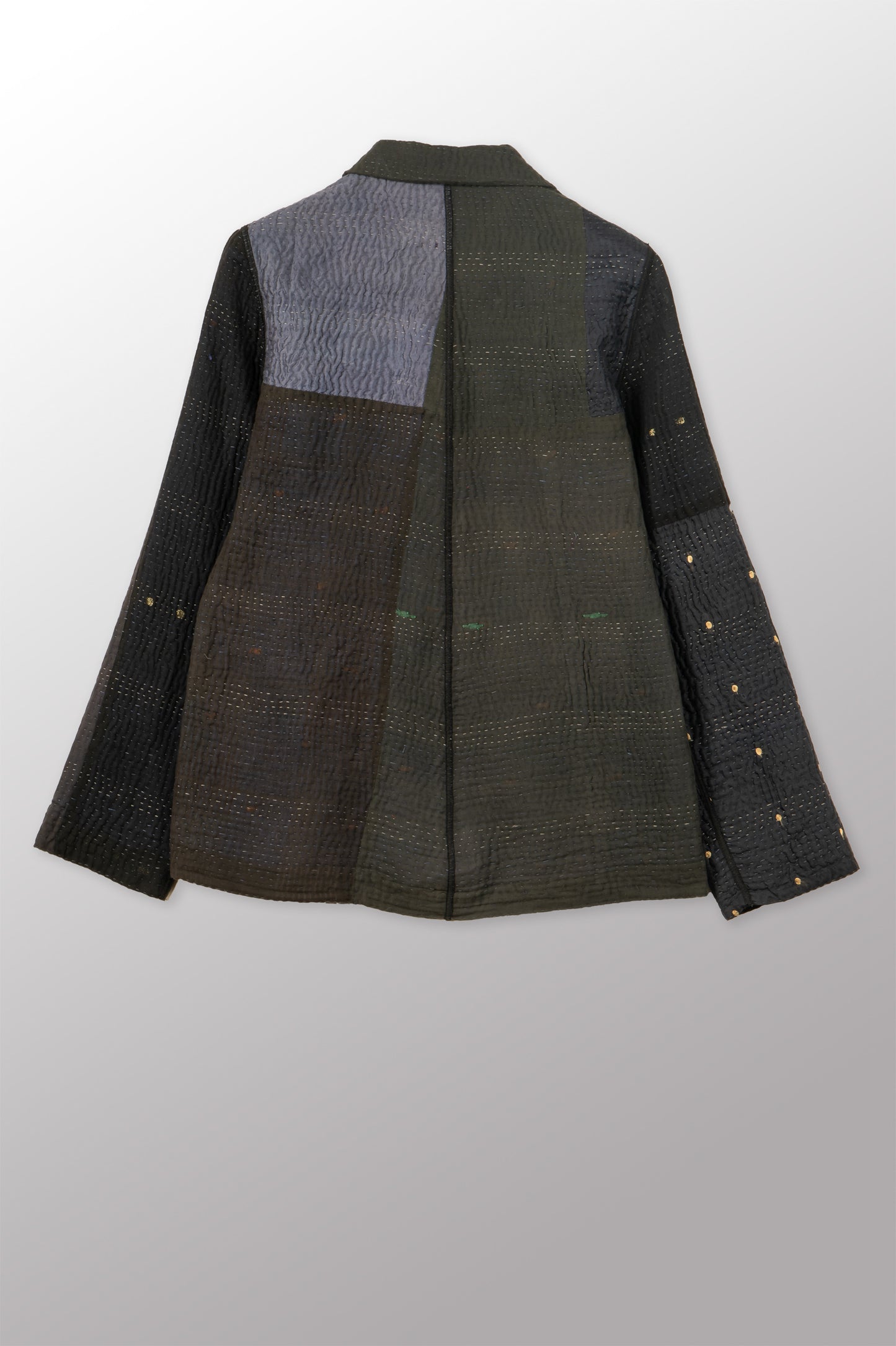 JAIPUR PATCH KANTHA SIMPLE JACKET - jp4022-blk -