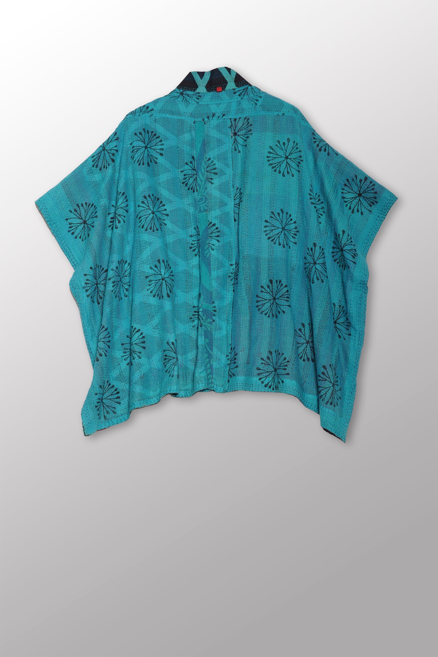 VINTAGE COTTON & NEW VOILE KANTHA PONCHO TOP - cn2568-0002a -