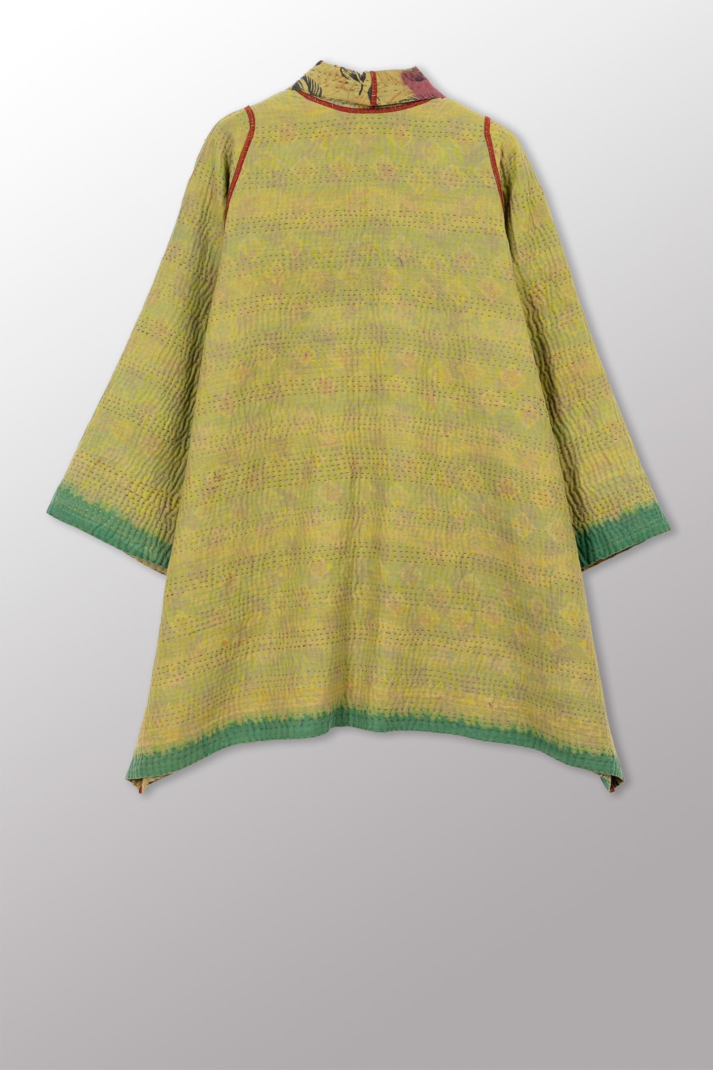 COTTON OVERDYE KANTHA A-LINE JKT - ov4003-cgrn030a -