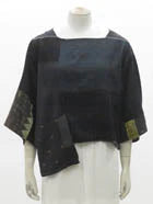 COTTON SILK SW PATCH KANTHA 3/4 SLV. CROP TOP - ws2528-blk -
