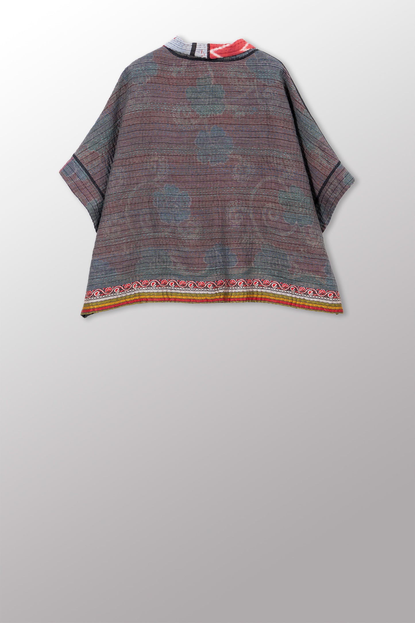 VINTAGE COTTON KANTHA MINI PONCHO - cv4060-0073a -