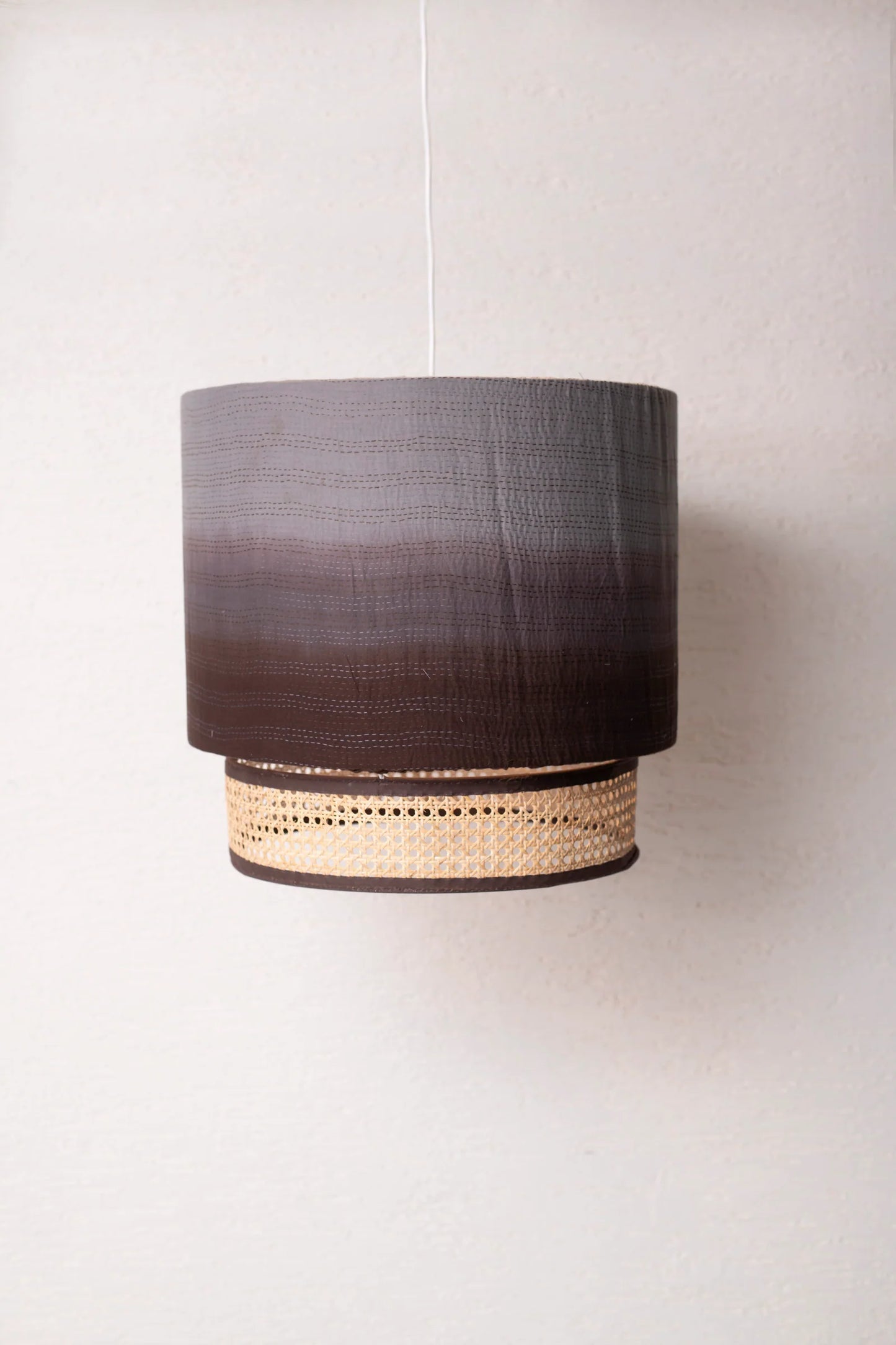 Ombre Kantha Hanging Lamp- Brown