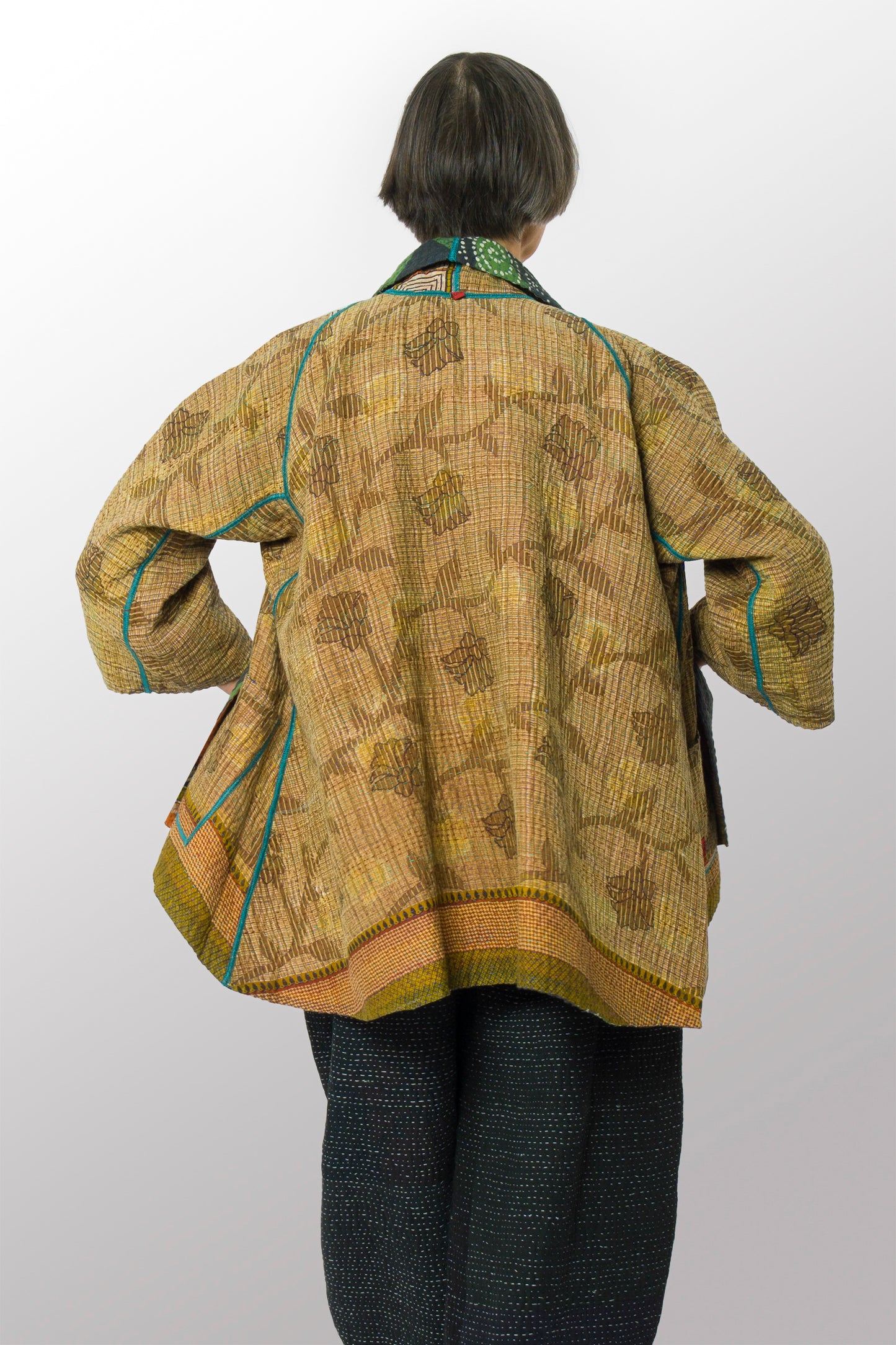VINTAGE COTTON KANTHA KIMONO JKT - cv4004-0209a -