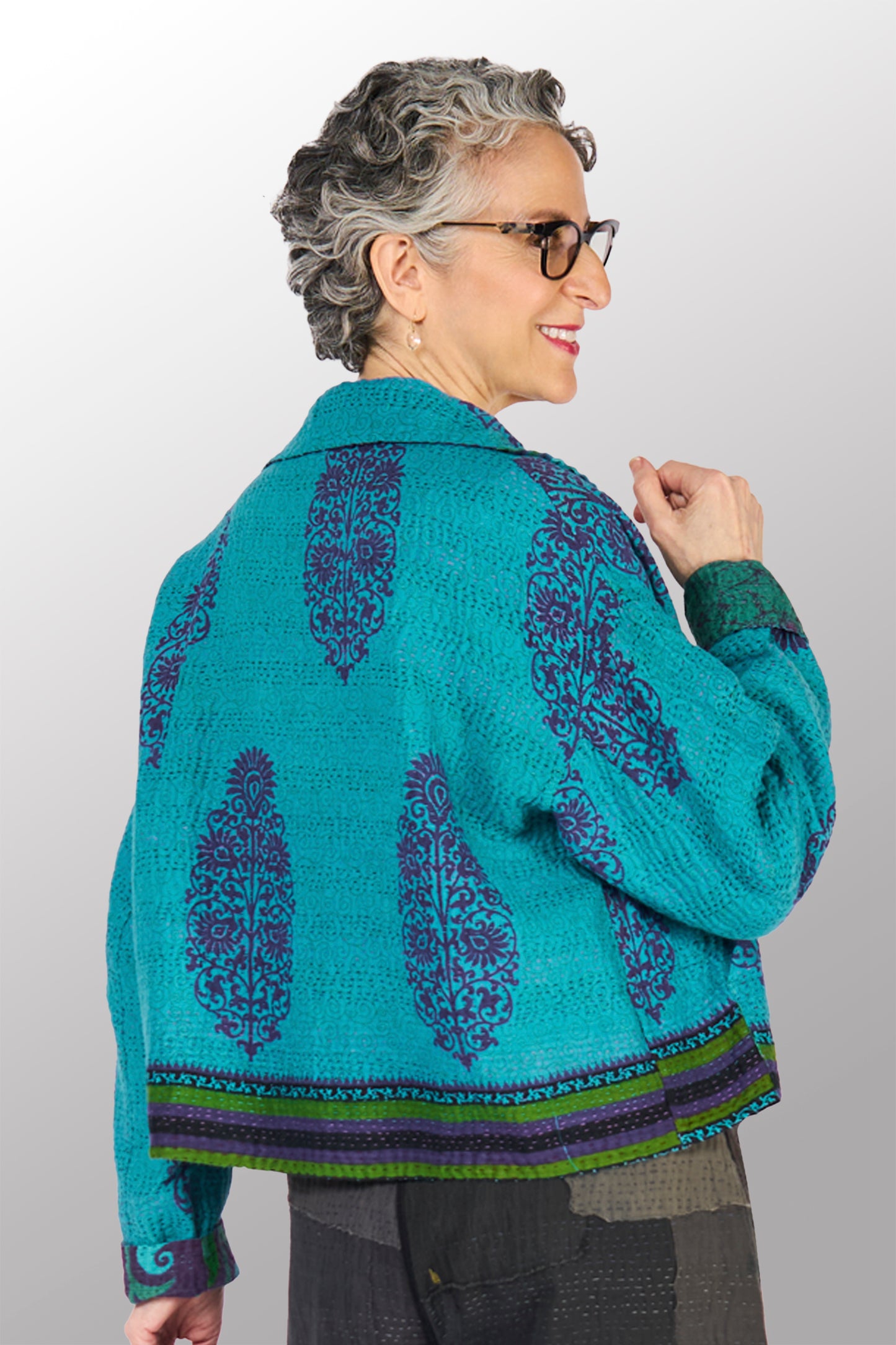 COTTON OVERDYE KANTHA LAPELED SHORT JKT - ov4081-ctuq001s -