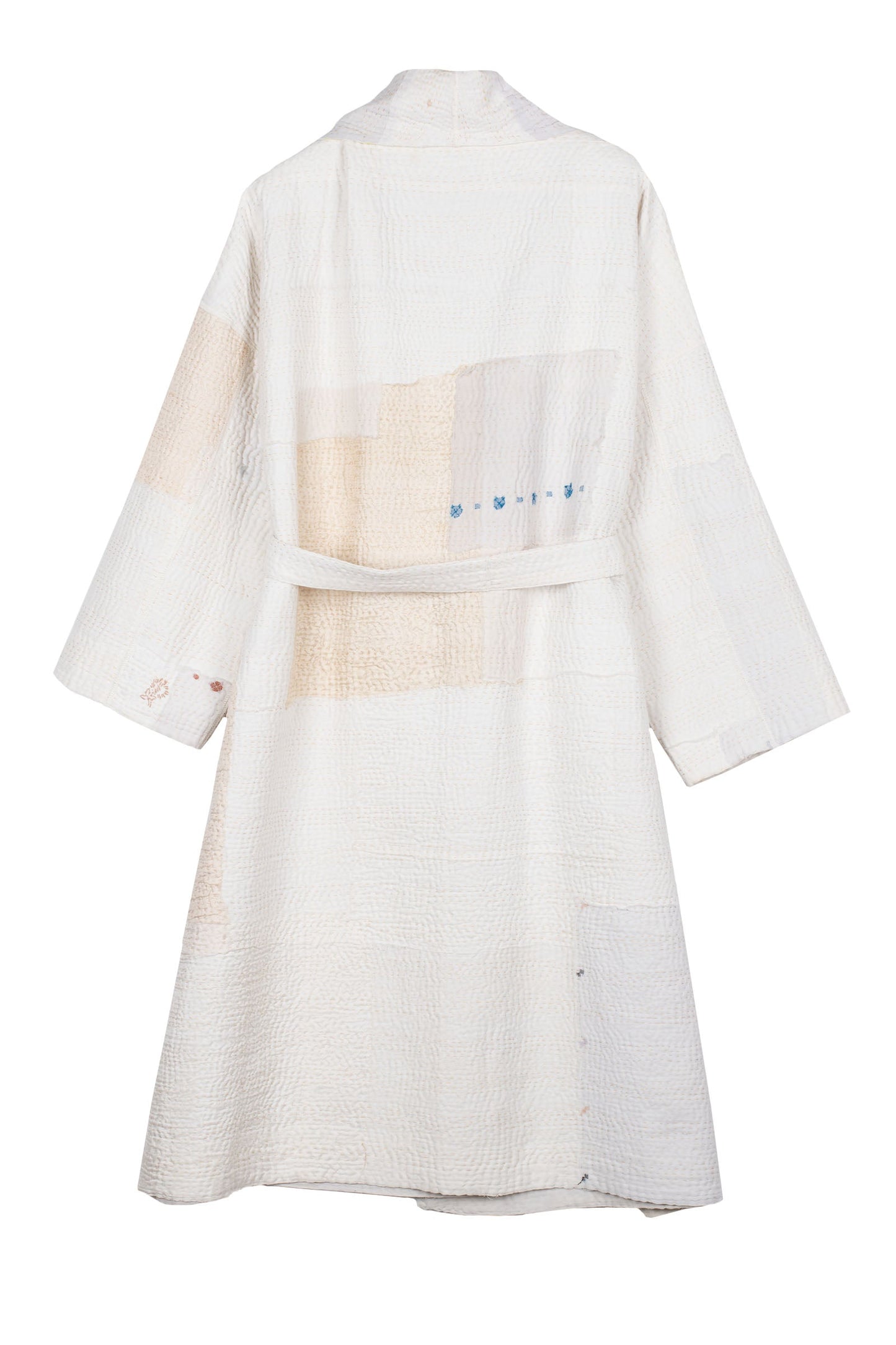 FRAYED PATCH KANTHA SIMPLE ROBE - fi4334-ivy -