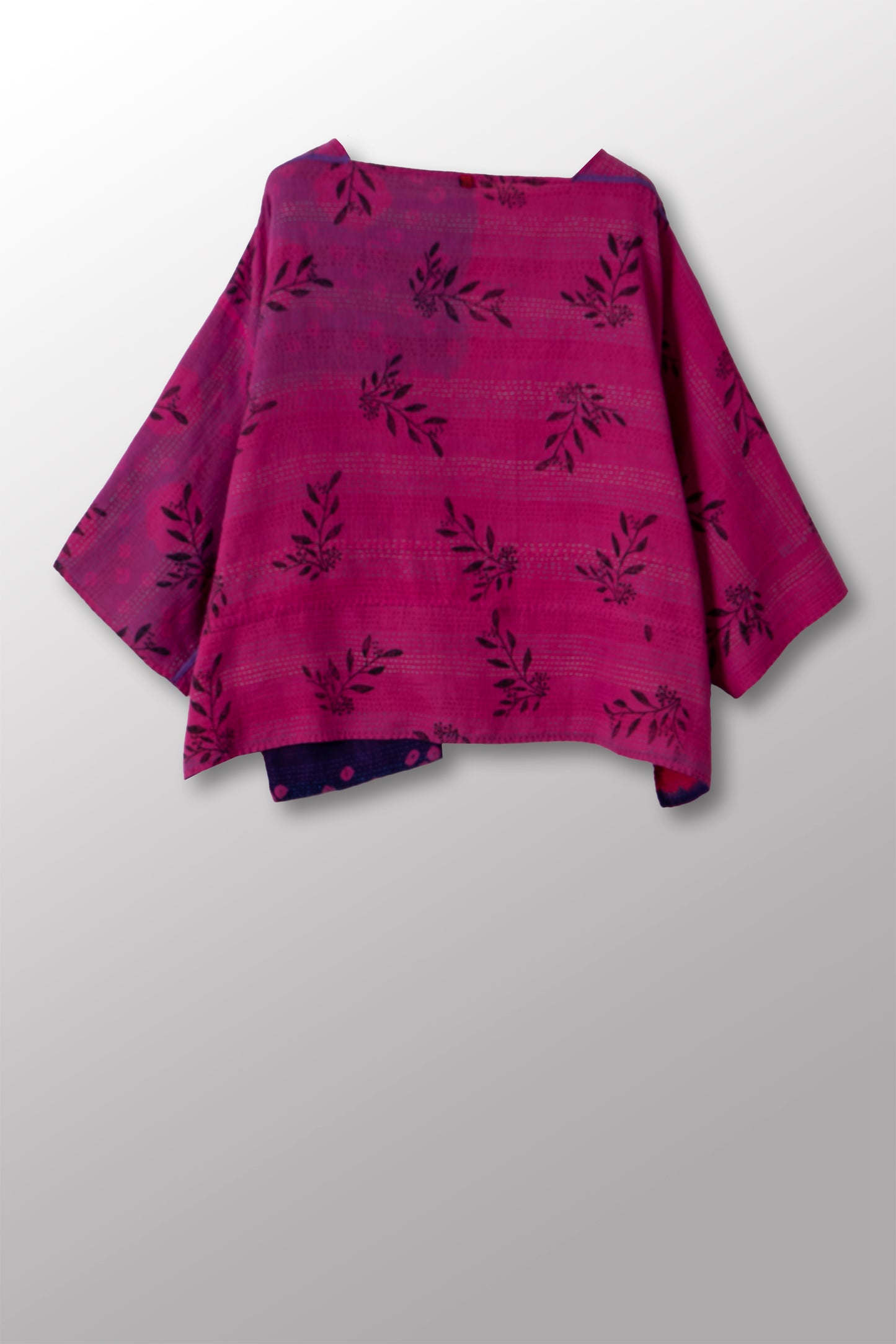 VINTAGE COTTON & NEW VOILE KANTHA 3/4 SLV. CROP TOP MIO - cn2538-0005a -