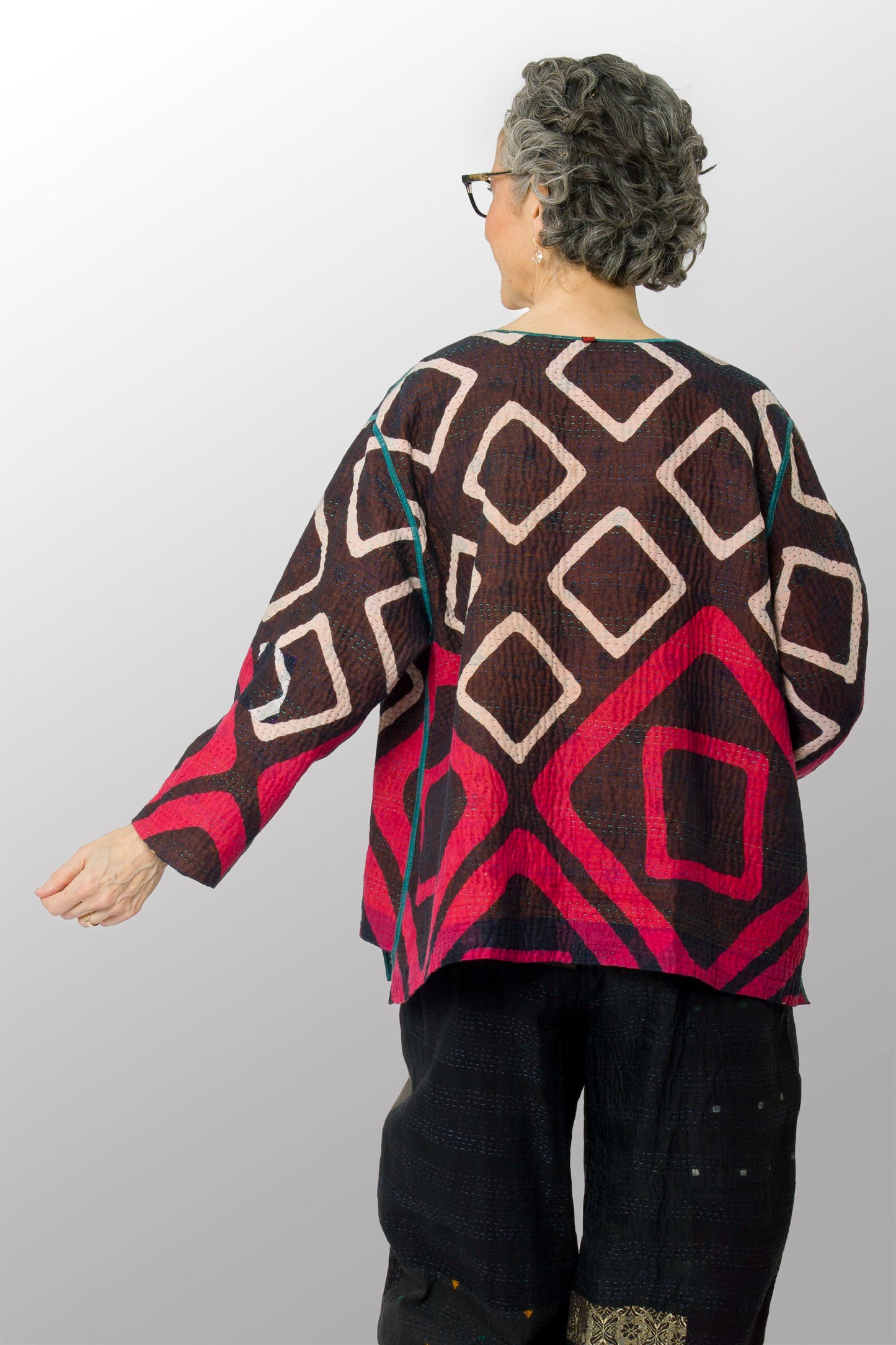 VINTAGE COTTON KANTHA A-LINE SHORT JKT - cv4019-0019a -