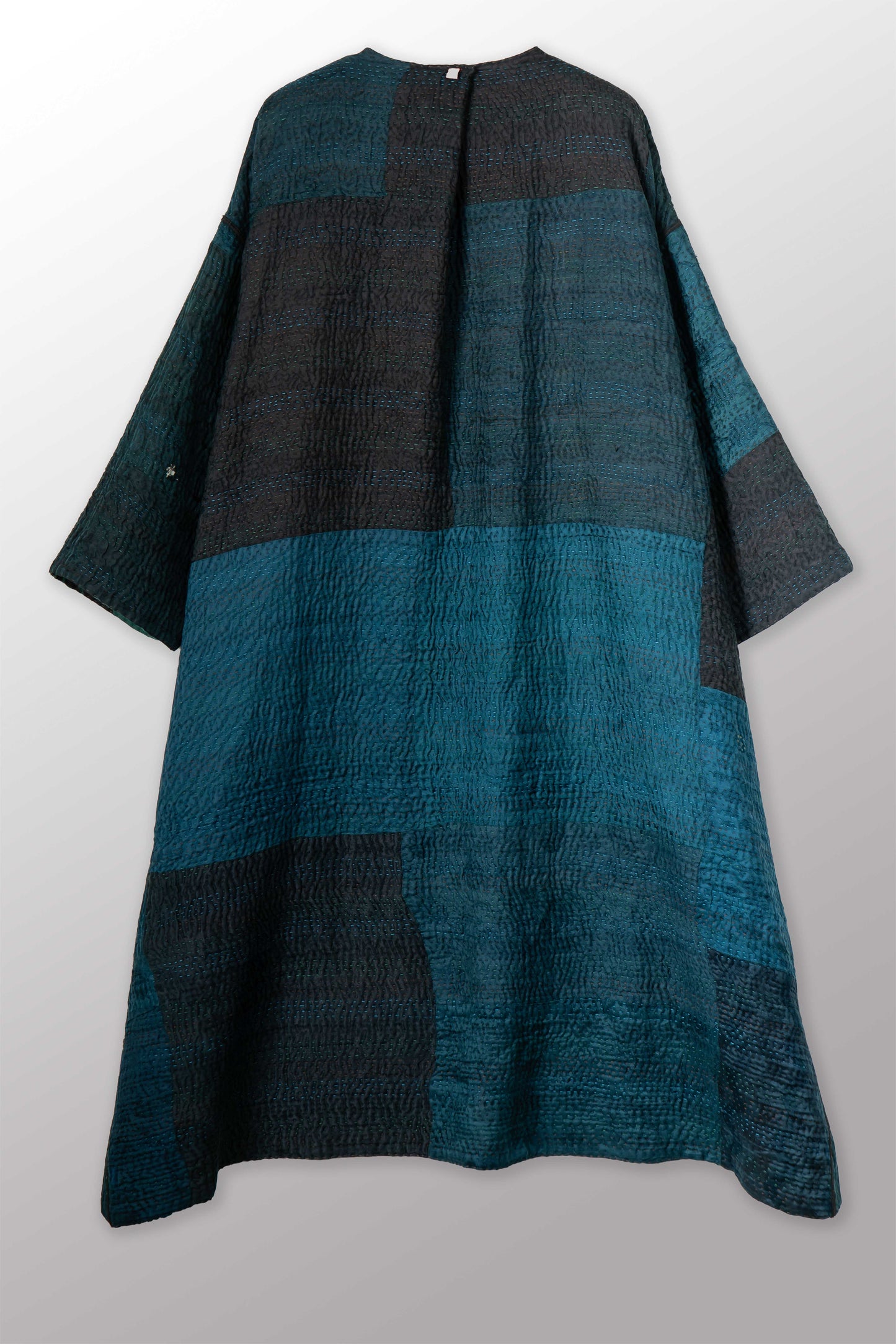 EMERALD GREEN KANTHA LONG DUSTER - eg4328-tel -
