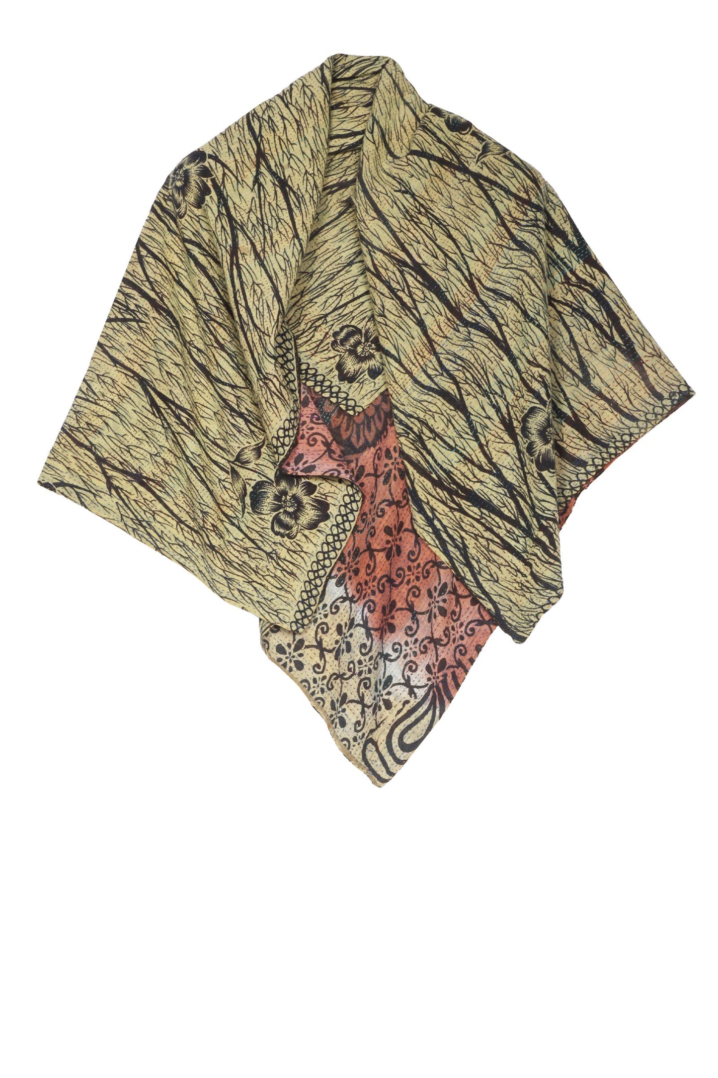 VINTAGE COTTON KANTHA SQUARE SCARF STANDARD - cv2809-0003a -