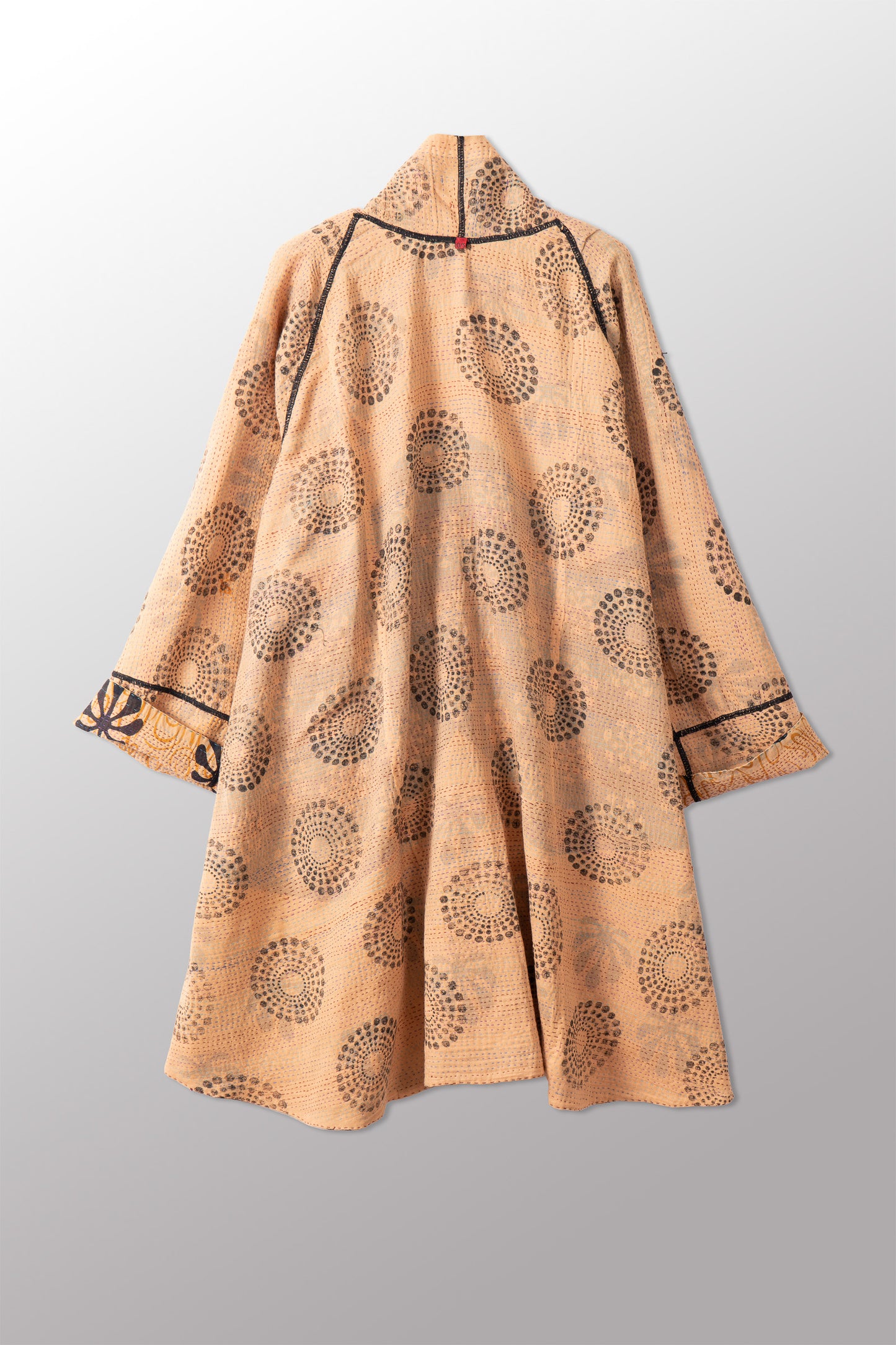 VINTAGE COTTON & NEW VOILE KANTHA KIMONO LONG JACKET - cn2005-0001a -