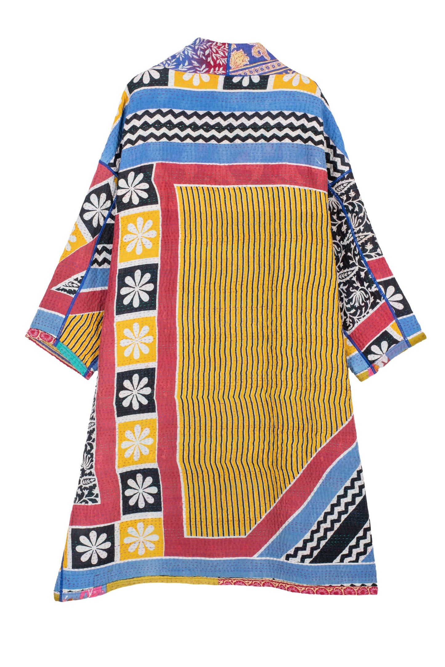 VINTAGE COTTON KANTHA SIMPLE ROBE - cv4334-0011a -